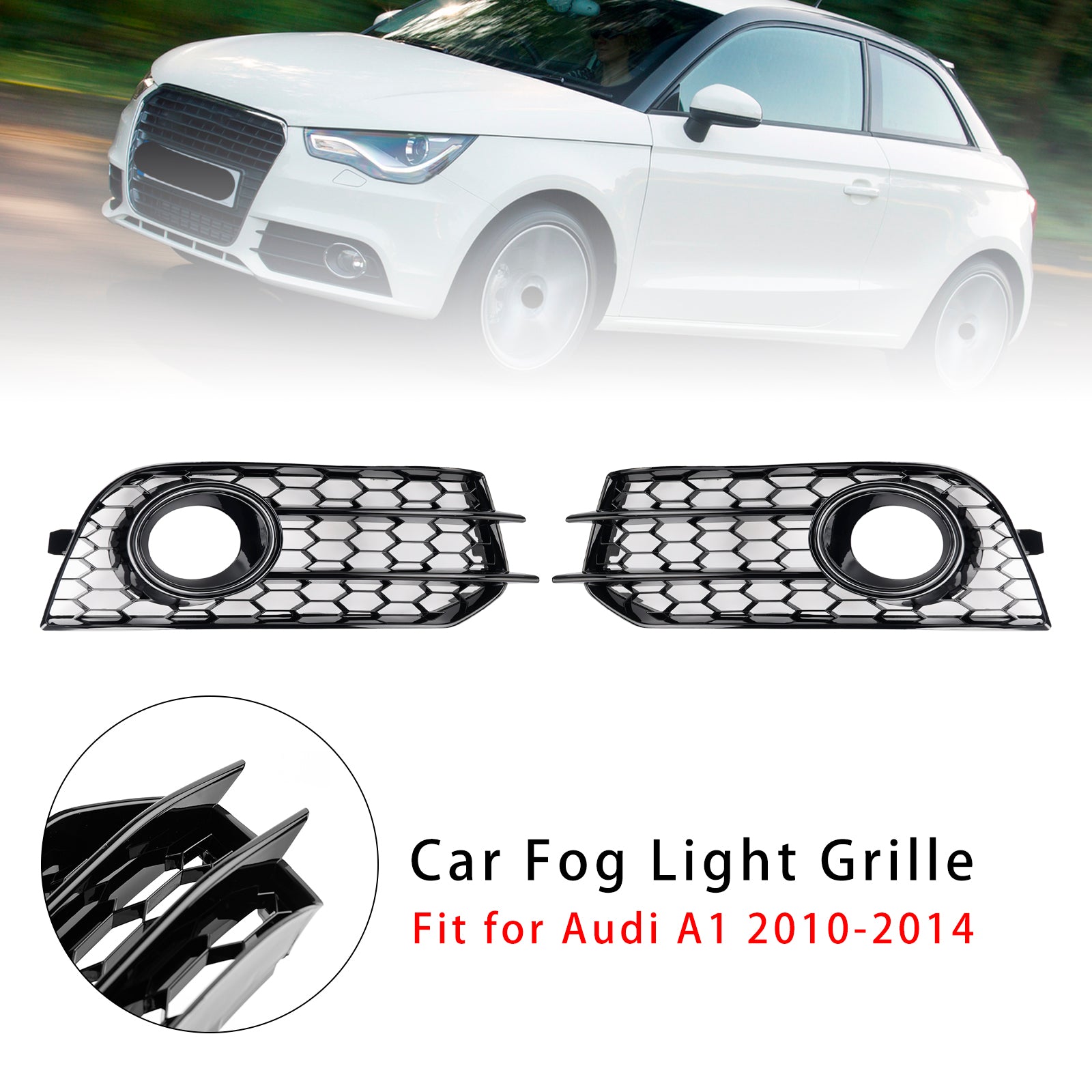 2010-2014 Audi A1 voorbumper honingraat mistgrilleafdekking zwart