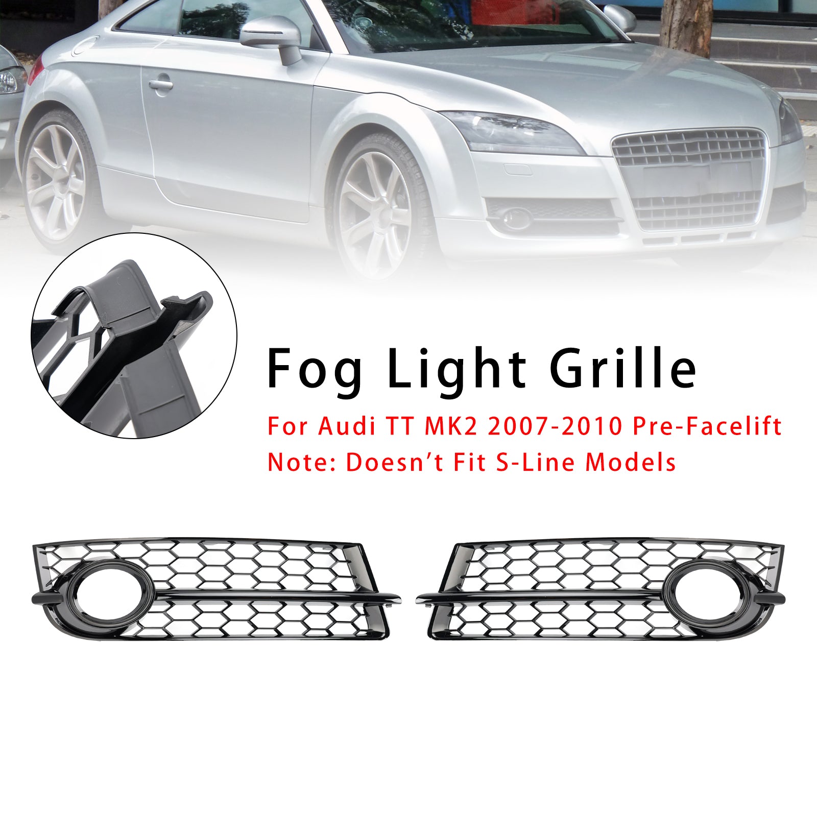 2007-2010 Audi TT MK2 2st dimma Light Cover Grille Grill 8J0807682