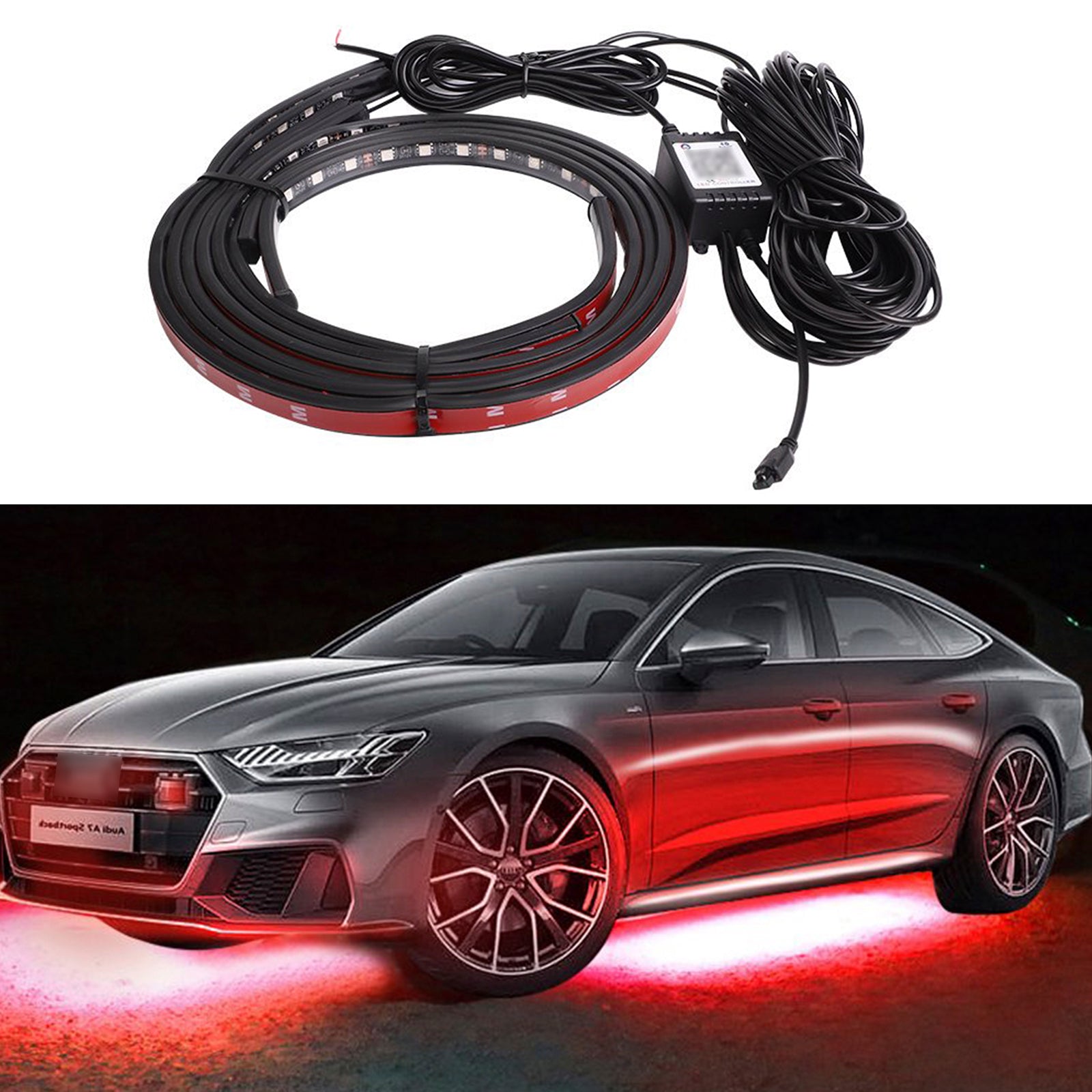 4 stuks LED-chassislicht aangepast met fantasie omgevingslicht APP + afstandsbediening 90 * 2 + 120 * 2