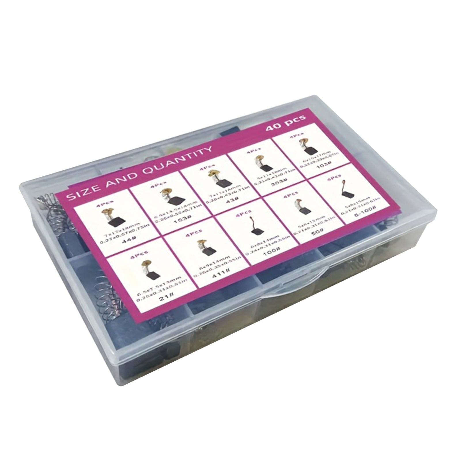 40 Uds. De cepillos de carbono para Motor eléctrico, pieza de herramienta eléctrica de reparación de repuesto de 10 tamaños