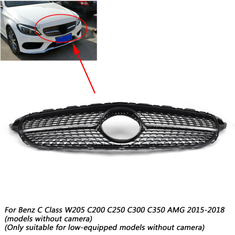 Benz 2015-2018 W205 Parrilla delantera tipo diamante Clase C C250 C300 C400