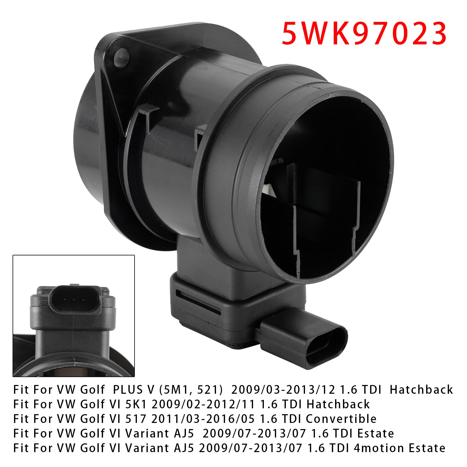 Sensor do medidor de fluxo de ar em massa para VW Golf VI Audi A1 Seat Leon 1.6tdi 5wk97023