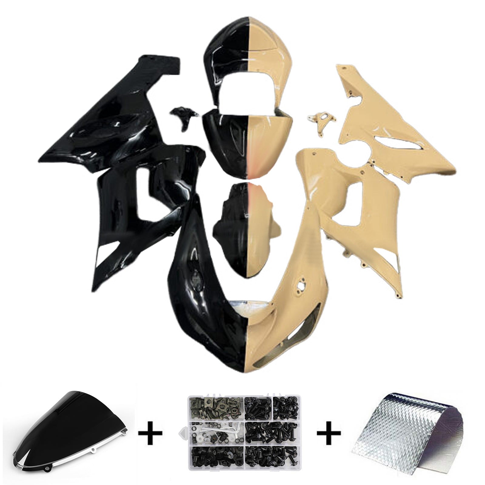 Injeksjon Fairing Kit Bodywork Plast Abs Fit for Kawasaki ZX6R 636 2005-2006