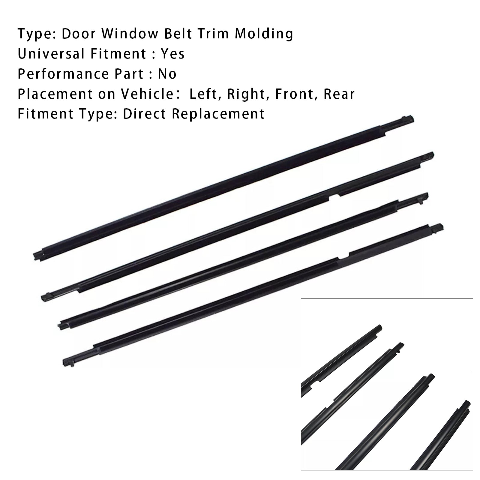 2008-2010 Toyota Highlander 4PCS Weatherstrip Window Molding Trim Seal Belt