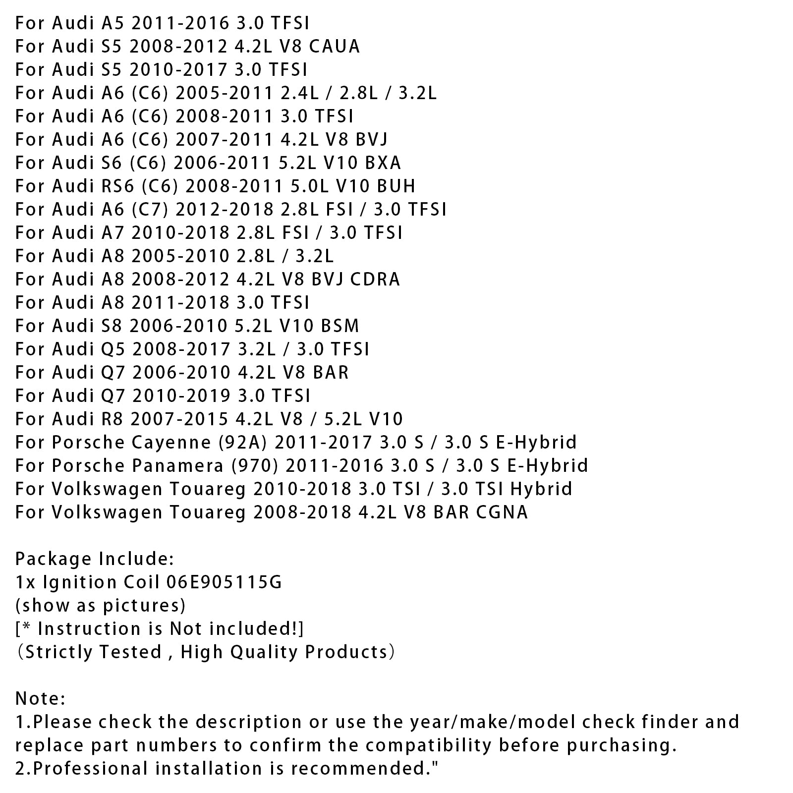 Bobina de encendido 06E905115G para AUDI A4 A5 A6 A7 A8 Q5 Q7 S5