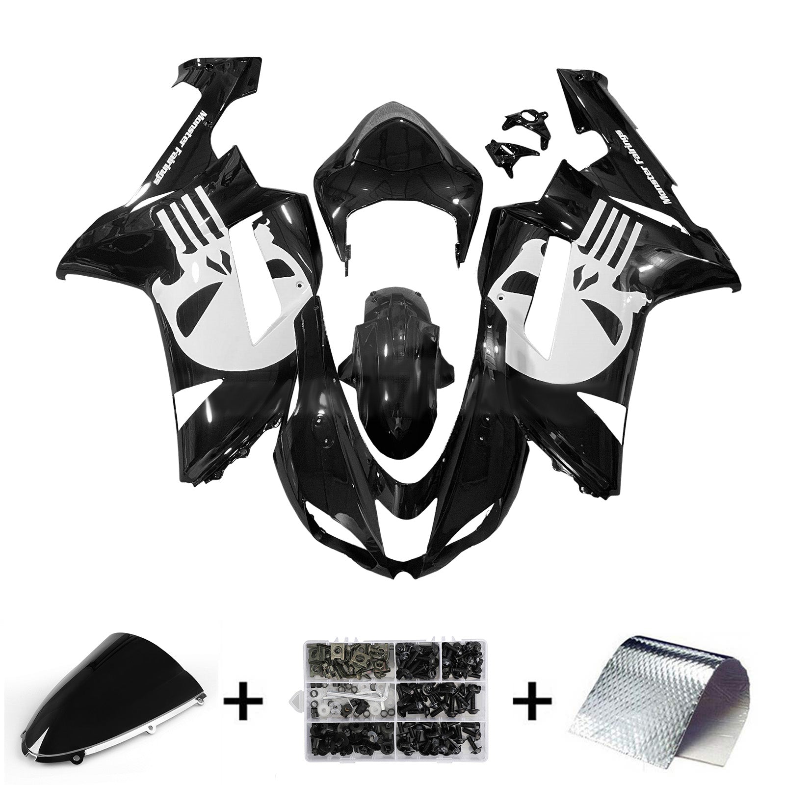 Injeksjon Fairing Kit Bodywork Plast Abs Fit for Kawasaki ZX6R 636 2007-2008