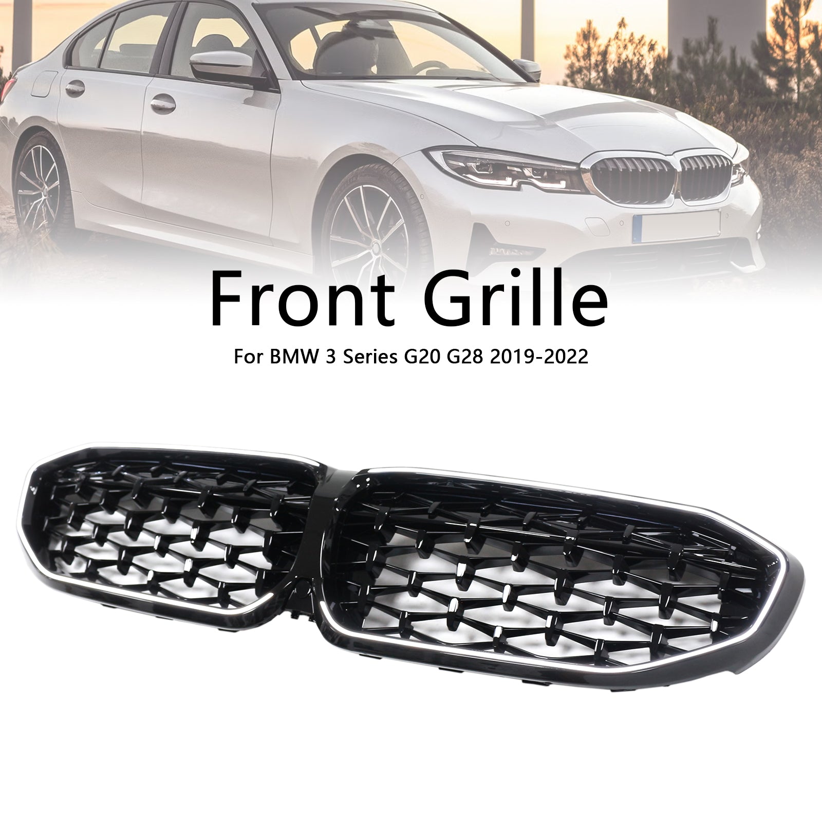 Parrilla de riñón de diamante negro BMW Serie 3 G20 2019-2022 51138072085