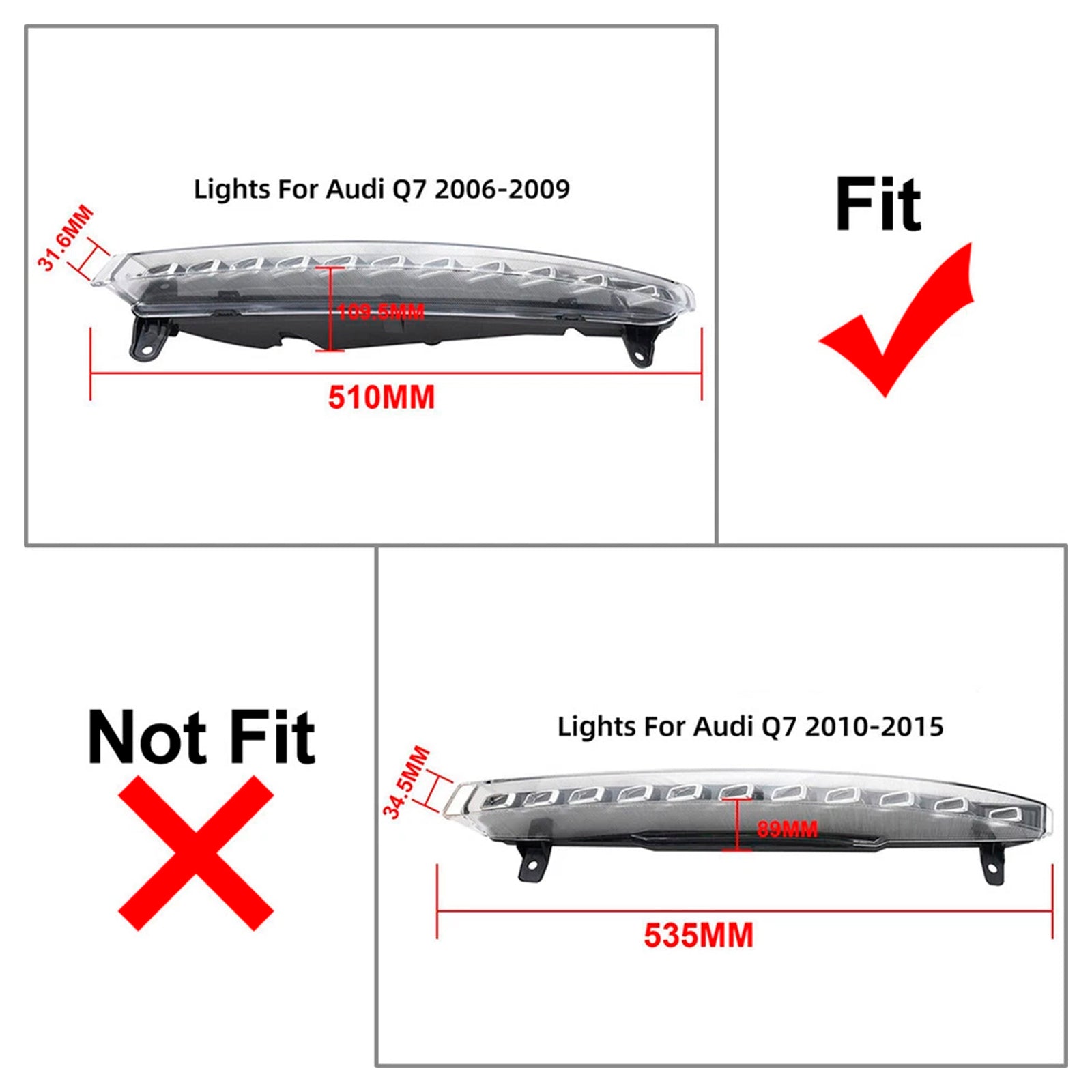 2007-2009 AUDI Q7 4L Paire LED Light Daytime Light 4L0953041 4L0953042