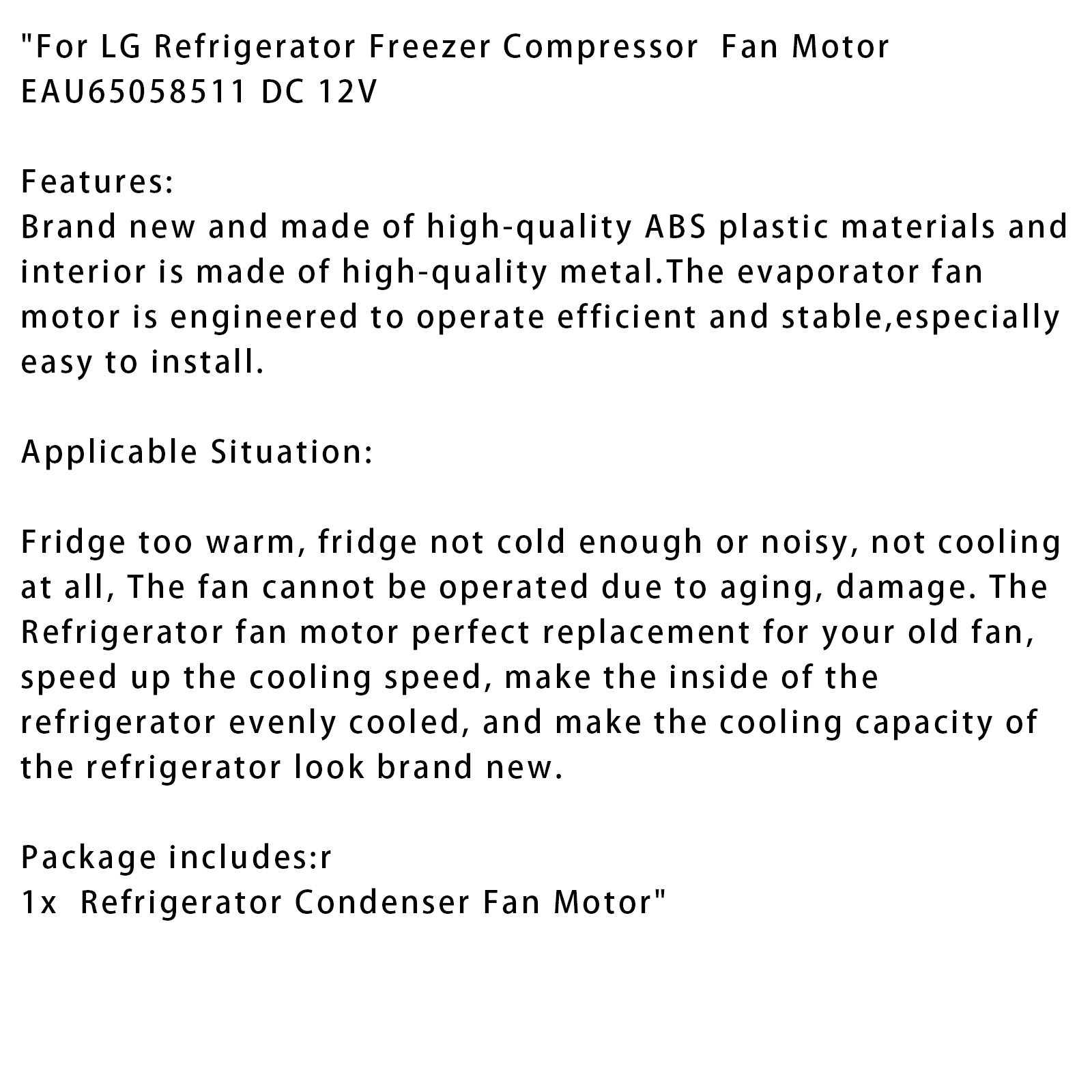 Para o compressor de freezer de geladeira LG DC 12V Motor EAU65058511