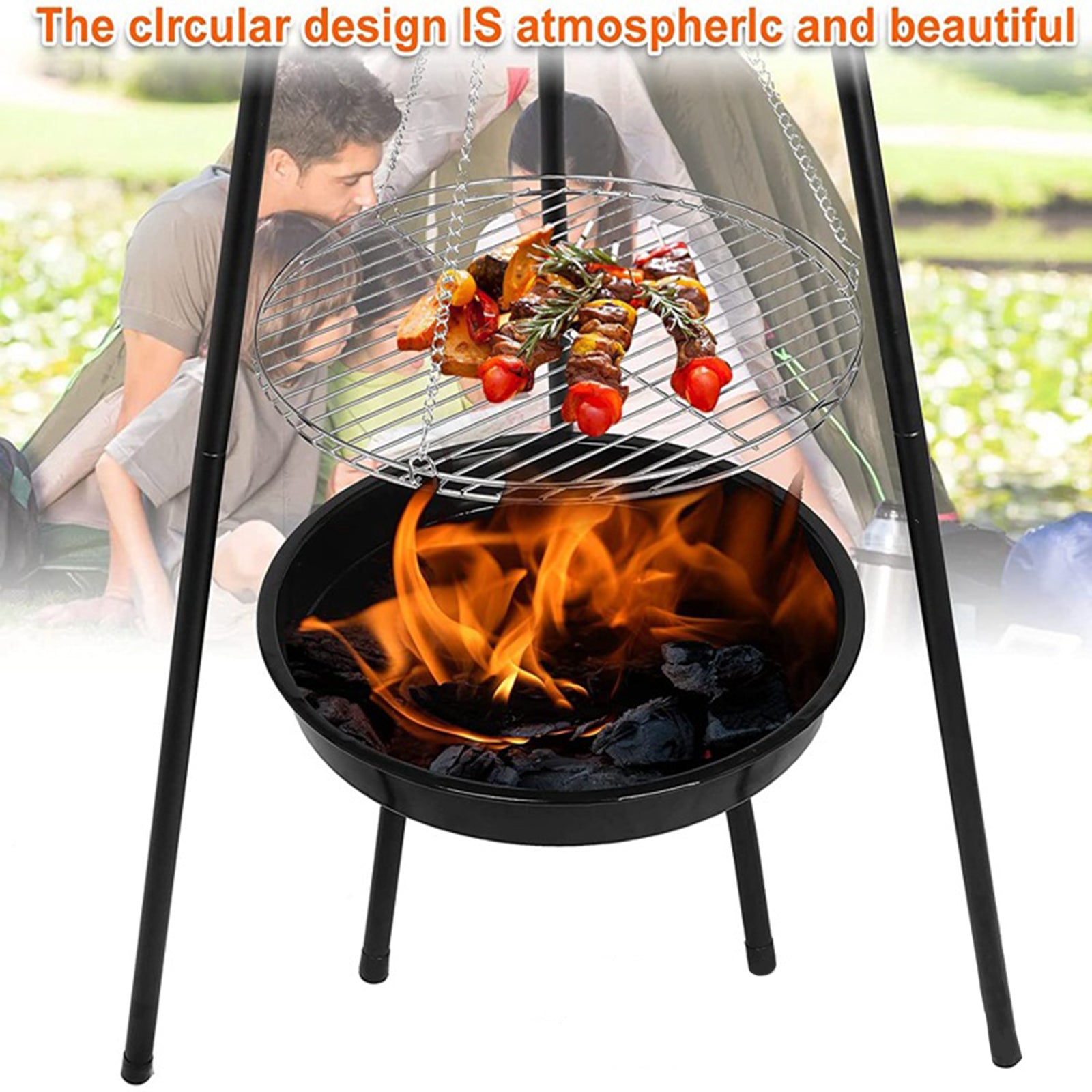 Tripé Outdoor Fire Pit BBQ redonda do jardim do jardim de churrasco extra grande