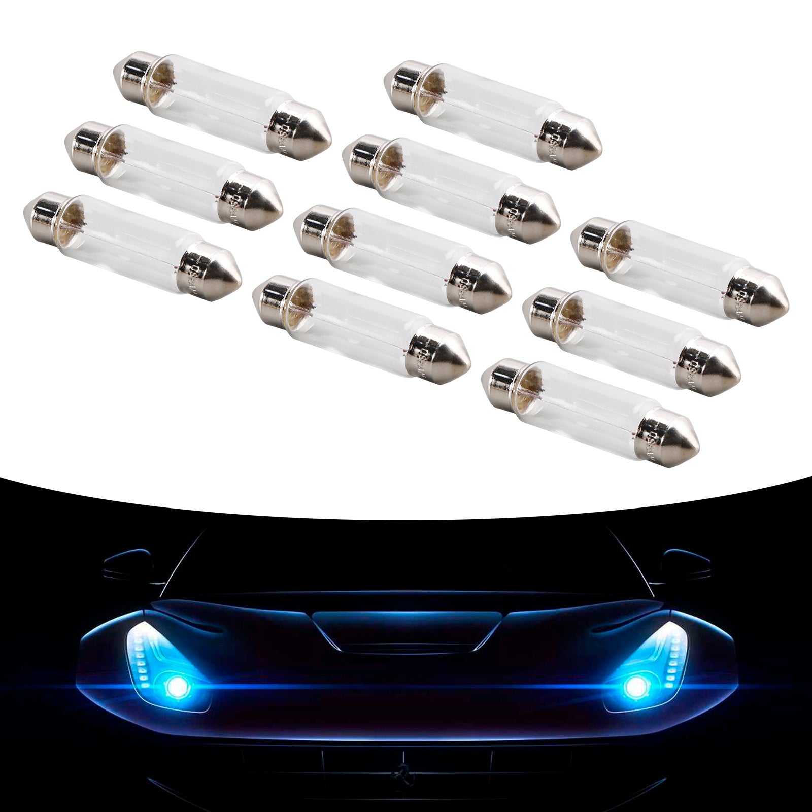 10ks auta Svetlá rúrková žiarovka žiarovka C5W Sv8.5 6421 24V 3W pre Osram