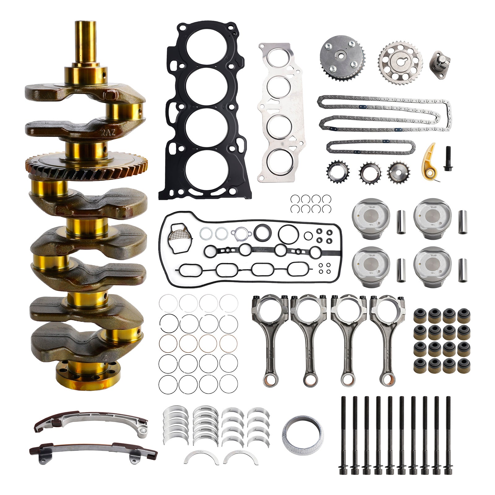 Kit de reconstrucción de motor Scion xB 2AZ-FE 2.4L 2008-2015 con kit de sincronización de varillas de cigüeñal