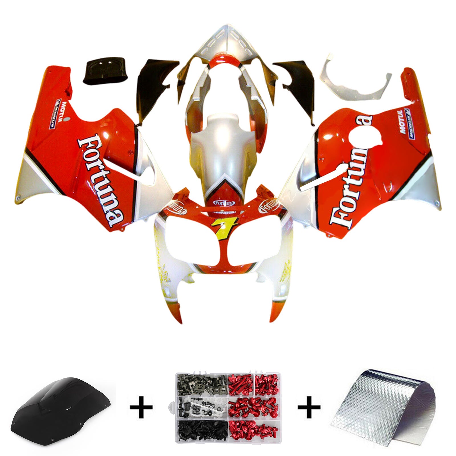 2000-2001 Kawasaki ZX12R Injektionsmässa kit Kroppsarbete Plastisk ABS