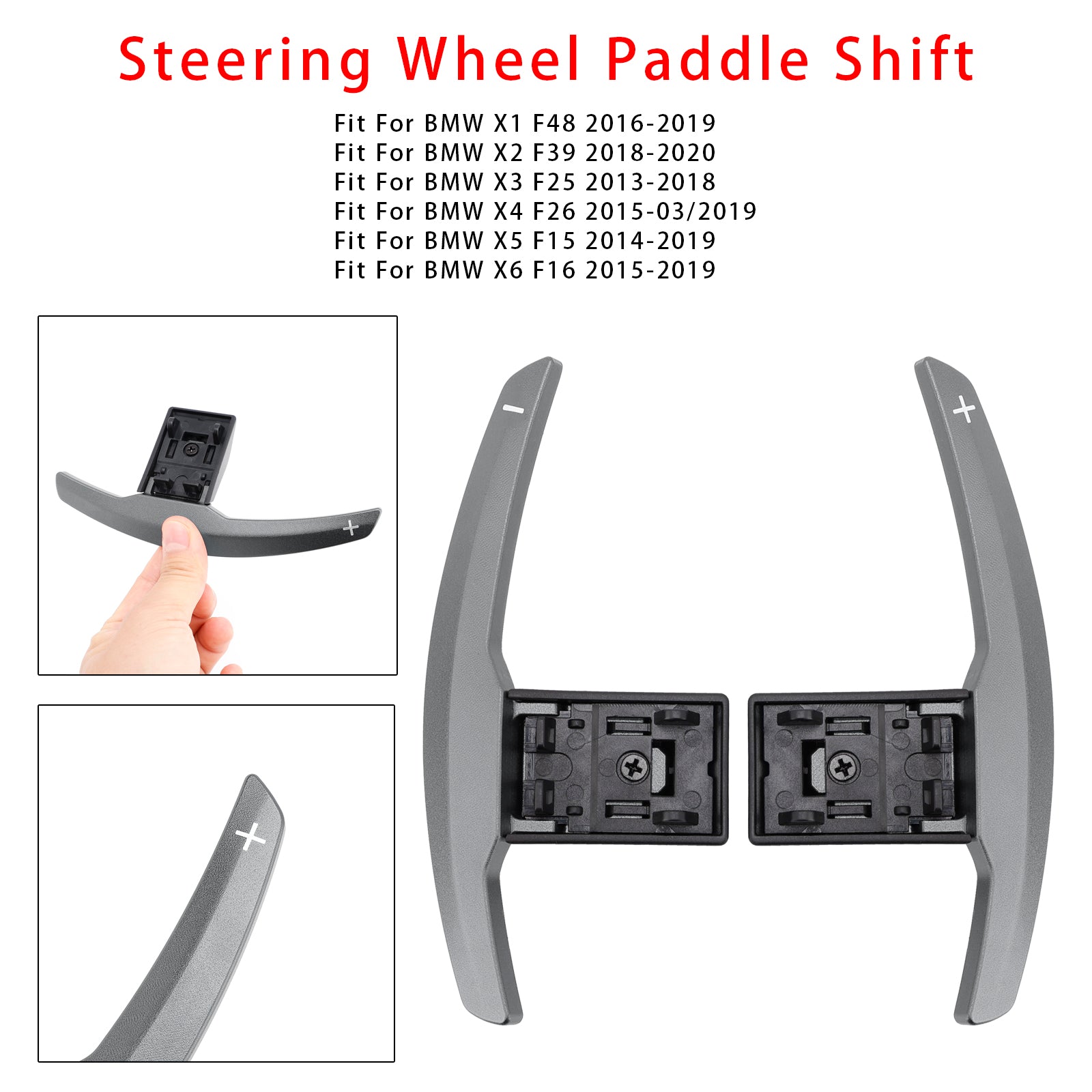 Paddelväxelförlängning för BMW F-serie F30 F31 F32 F10 X3 X5 aluminiumgrå