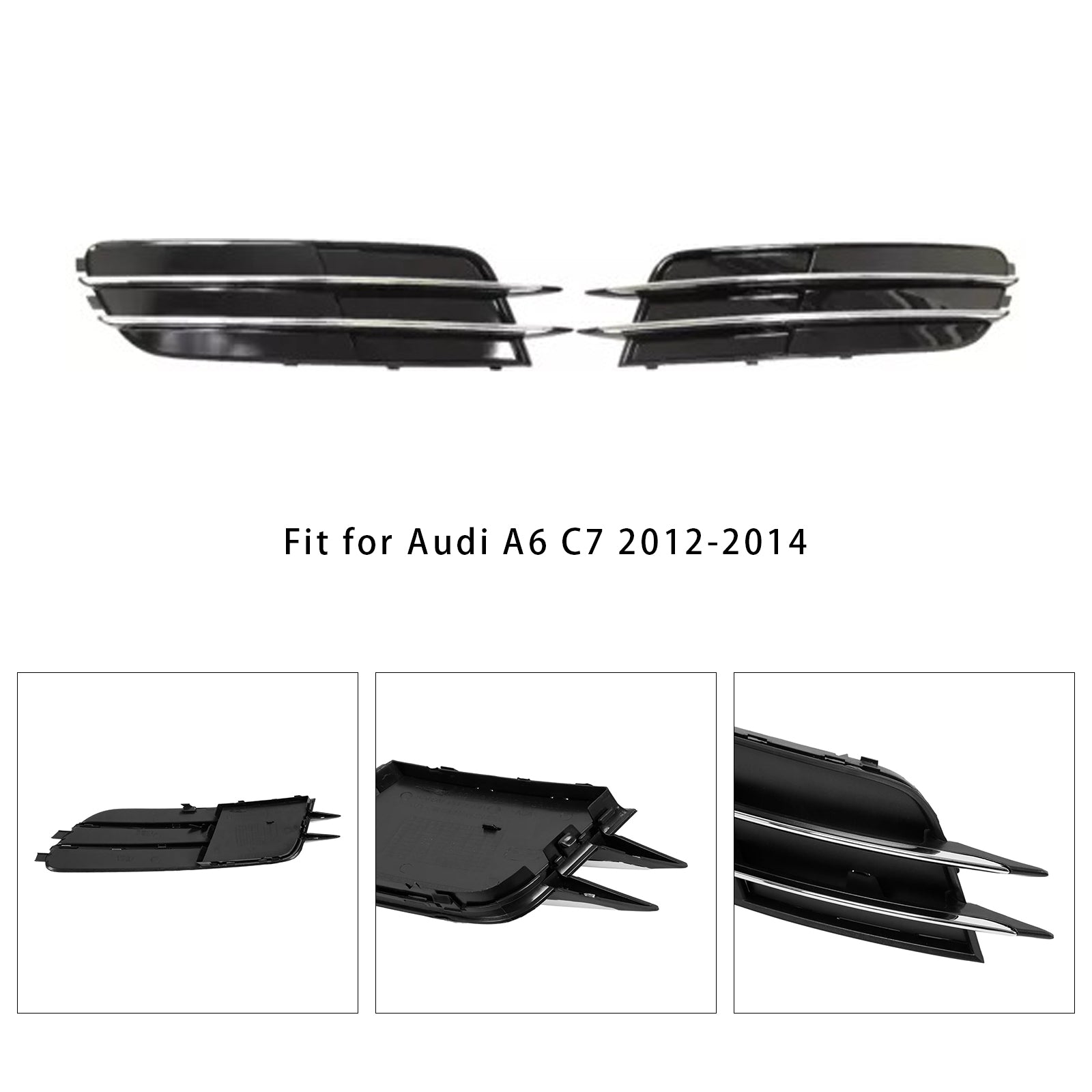 2012-2014 Audi A6 C7 1 Pair Front Bumper Fog Light Grill Cover Bezel