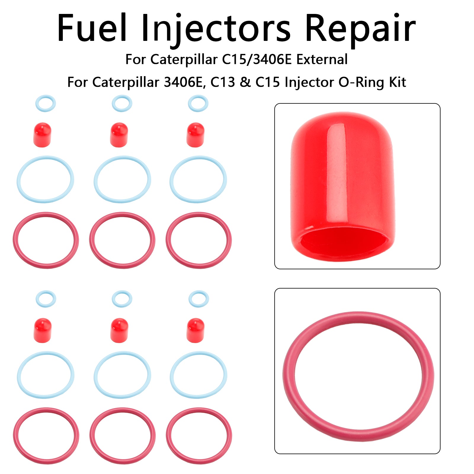 CAT C15/3406E Externé 6ks palivové vstrekovače TEAL O-RING KIT NASTAVENIE CATERPILLAR 2481394 248-394 189-5390 1895390