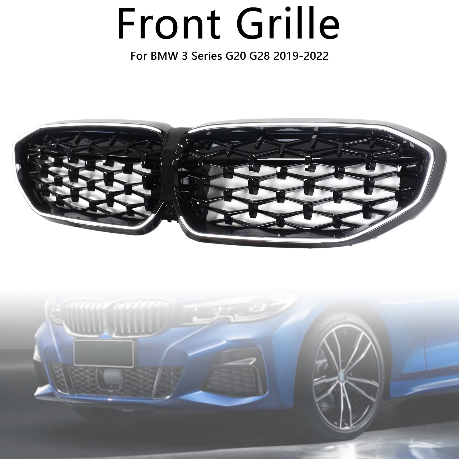 Parrilla de riñón de diamante negro BMW Serie 3 G20 2019-2022 51138072085