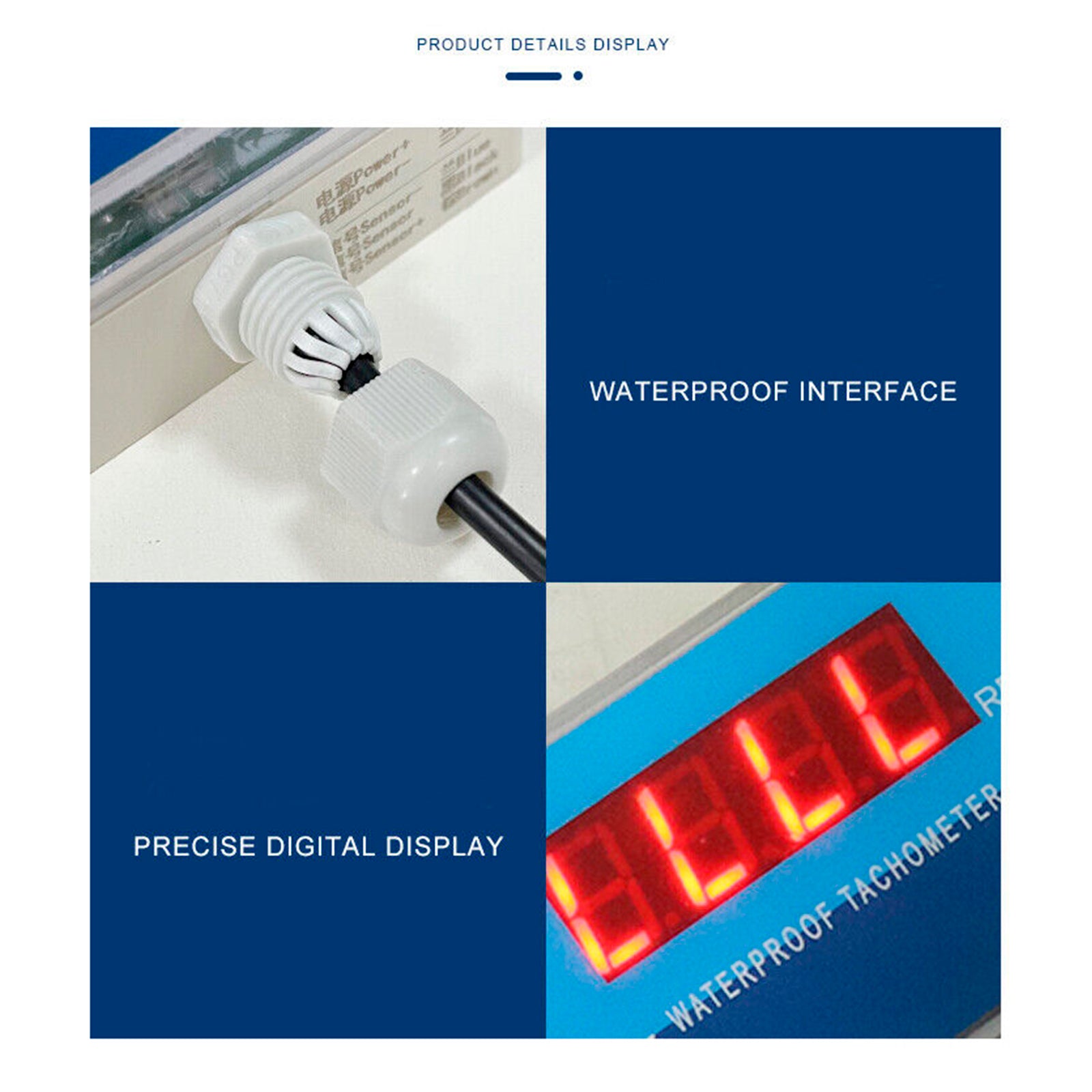 DC 8-24V Hall Tacomômetro Digital LED Motor Speed Meder Tester IP68 Imper impermeável