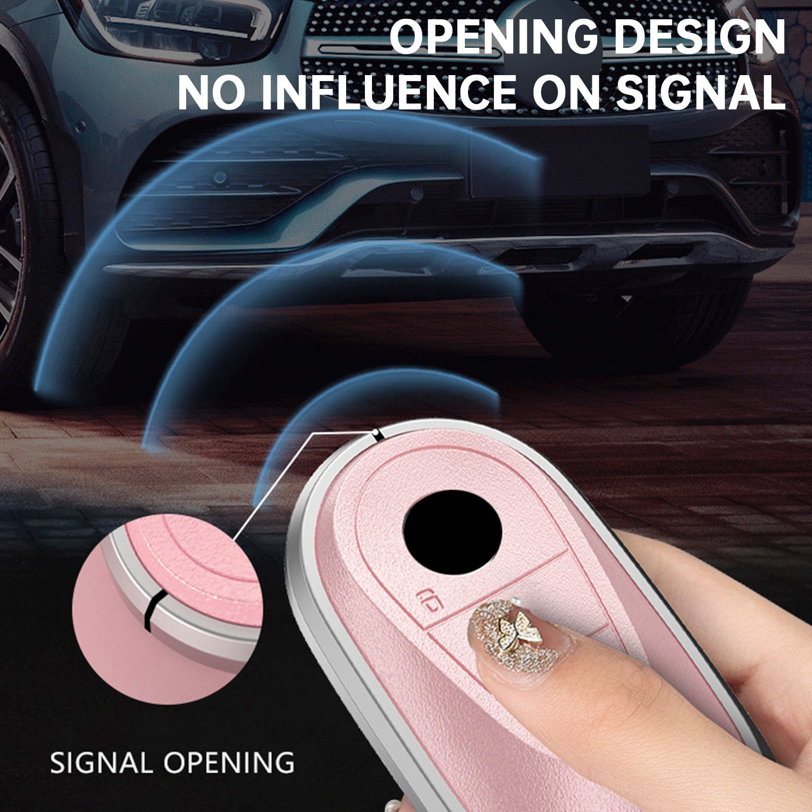 Benz GLC GLK CLS Leather Alloy Aluminum TPU Car Key Black Case Cover