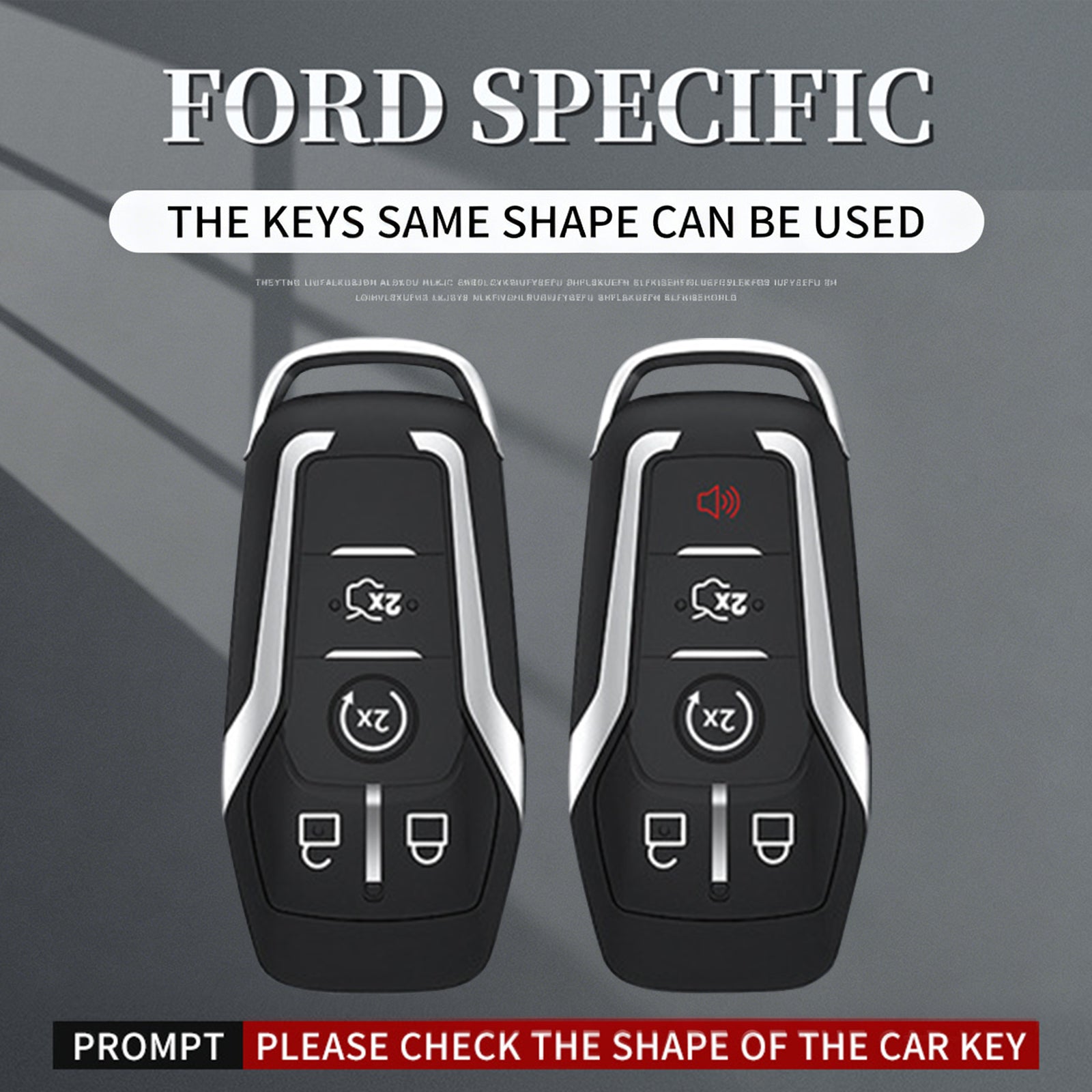 Aluminum Alloy TPU Silvery Car Key Case Cover With Buckle For Ford
