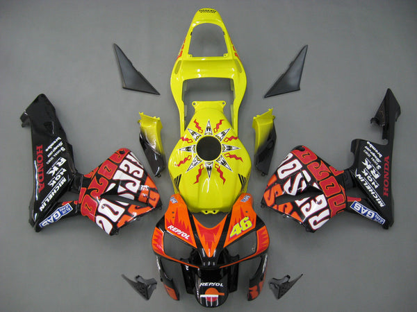 2003-2004 Honda CBR 600 RR Yellow Black Valentino Rossi Repsol Moto Racing Fairings Generic