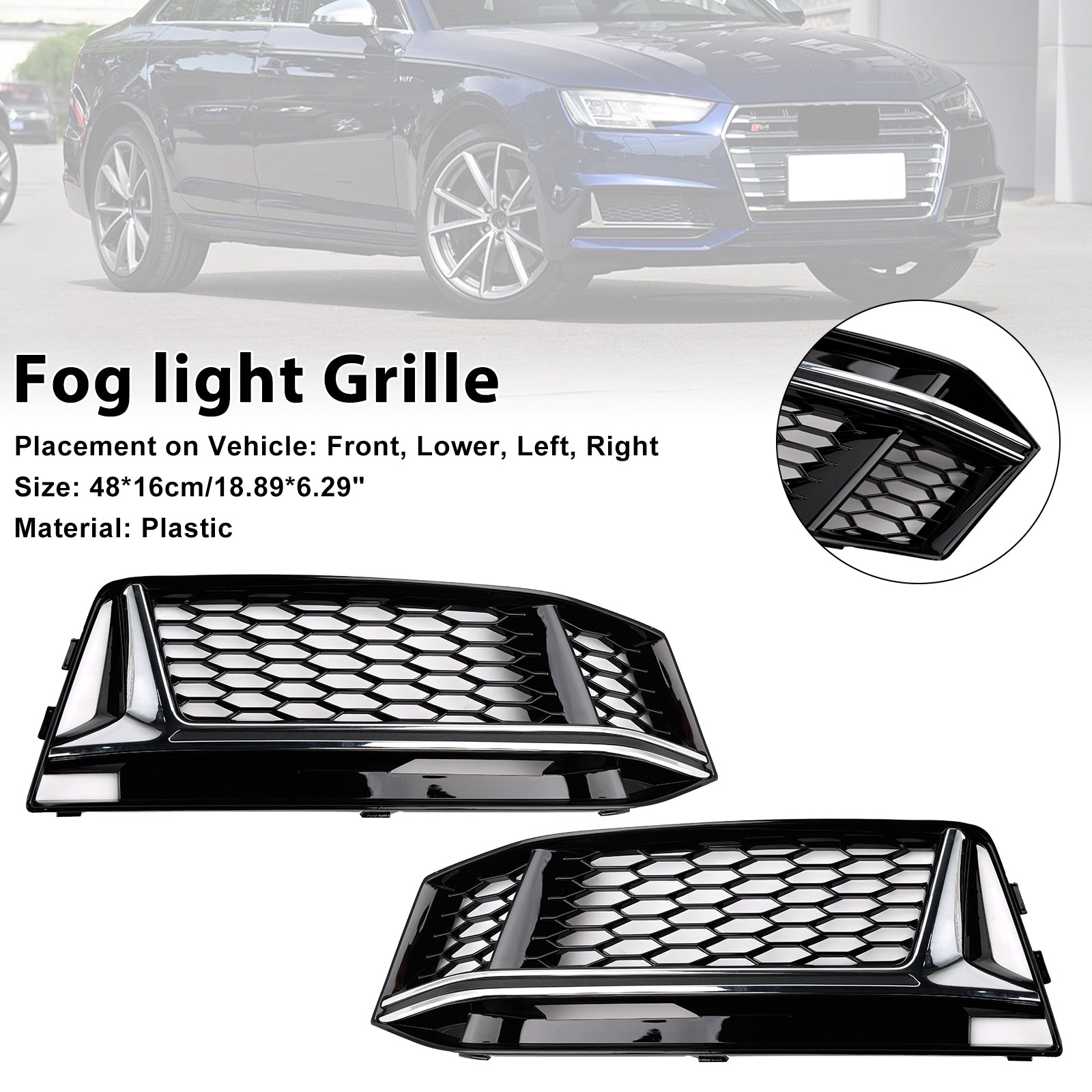 2016-2018 Audi A4 B9 S-Line S4 2PCS Tog Light Cover Grille Grill