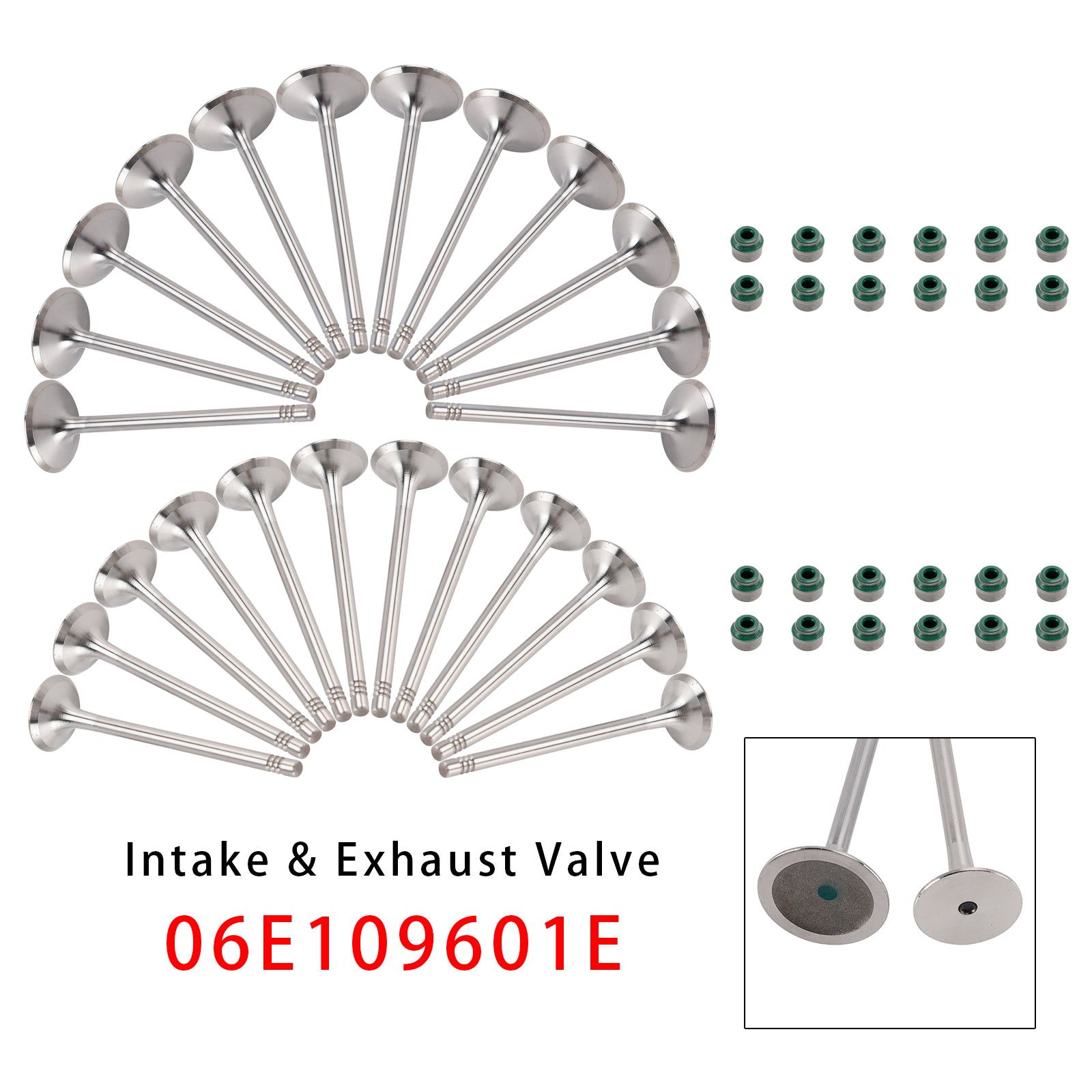 24X Intake+Exhaust Valve Set 06E109601E For Audi A4 A5 A6 A7 A8 Q5 Q7 3.0T