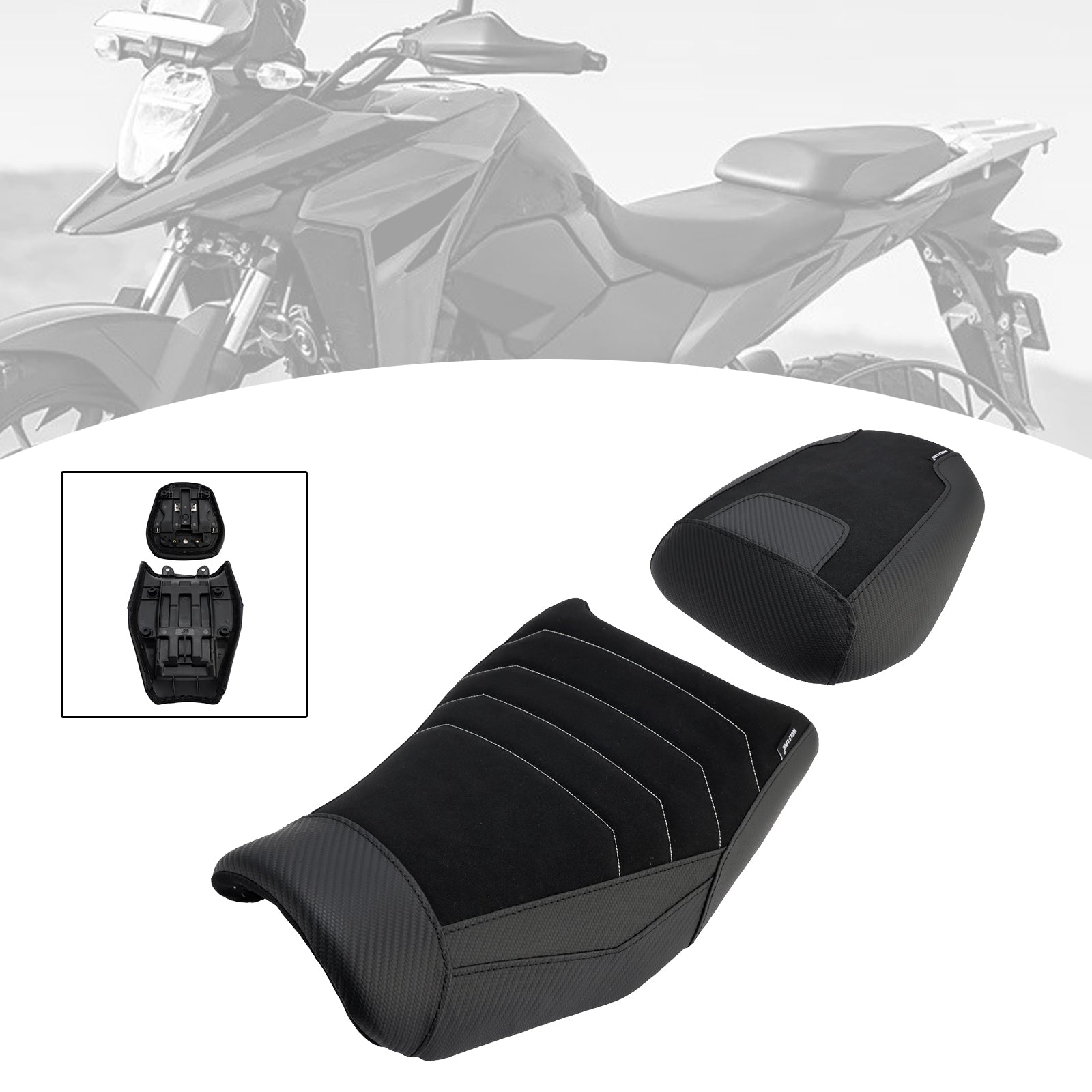 Driver&Passenger Seat Kit Rear Cushion Black For Suzuki V-Strom250Sx 2024-2025