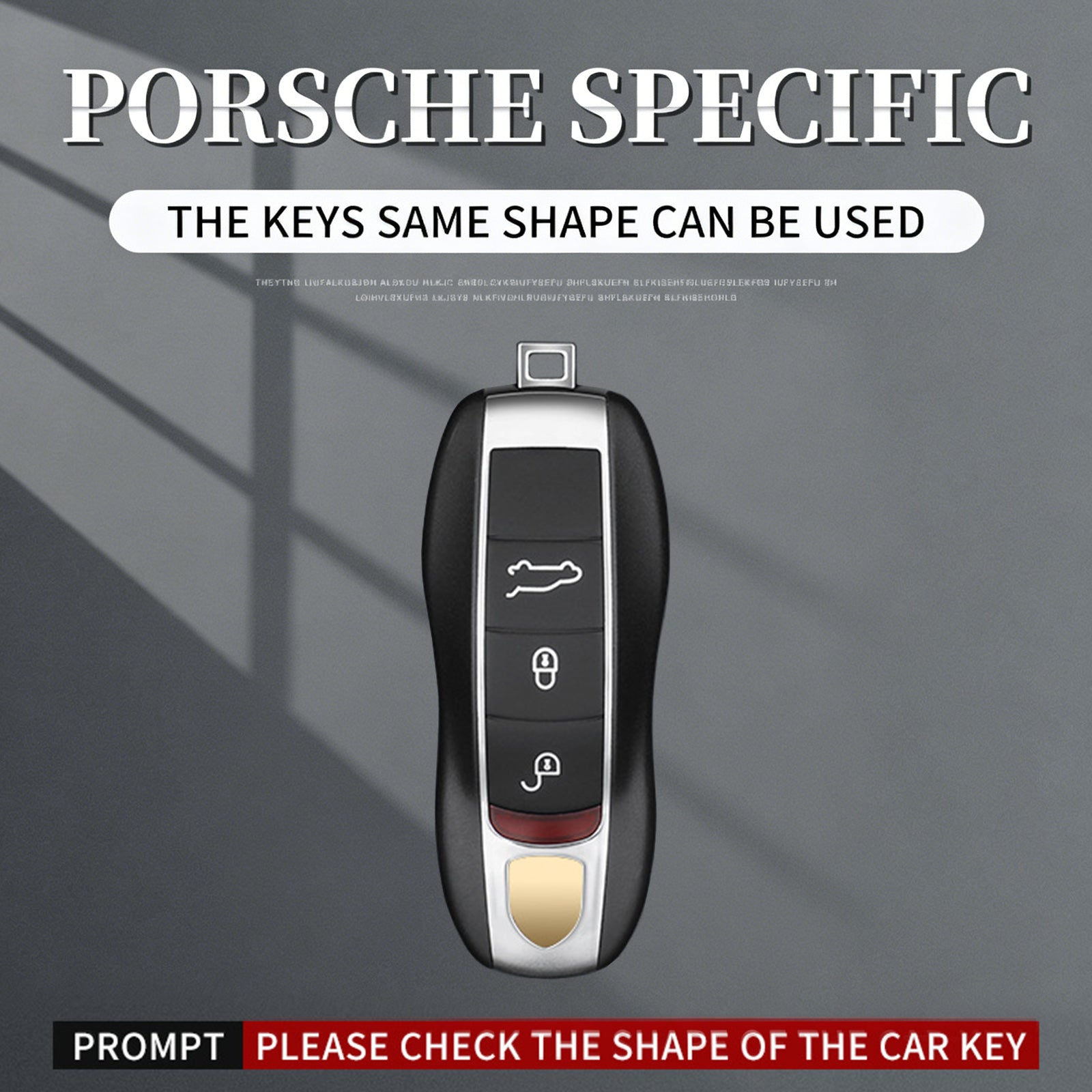 Aluminum Alloy TPU Silvery Car Key Case Cover With Buckle For Porsche Cayenne