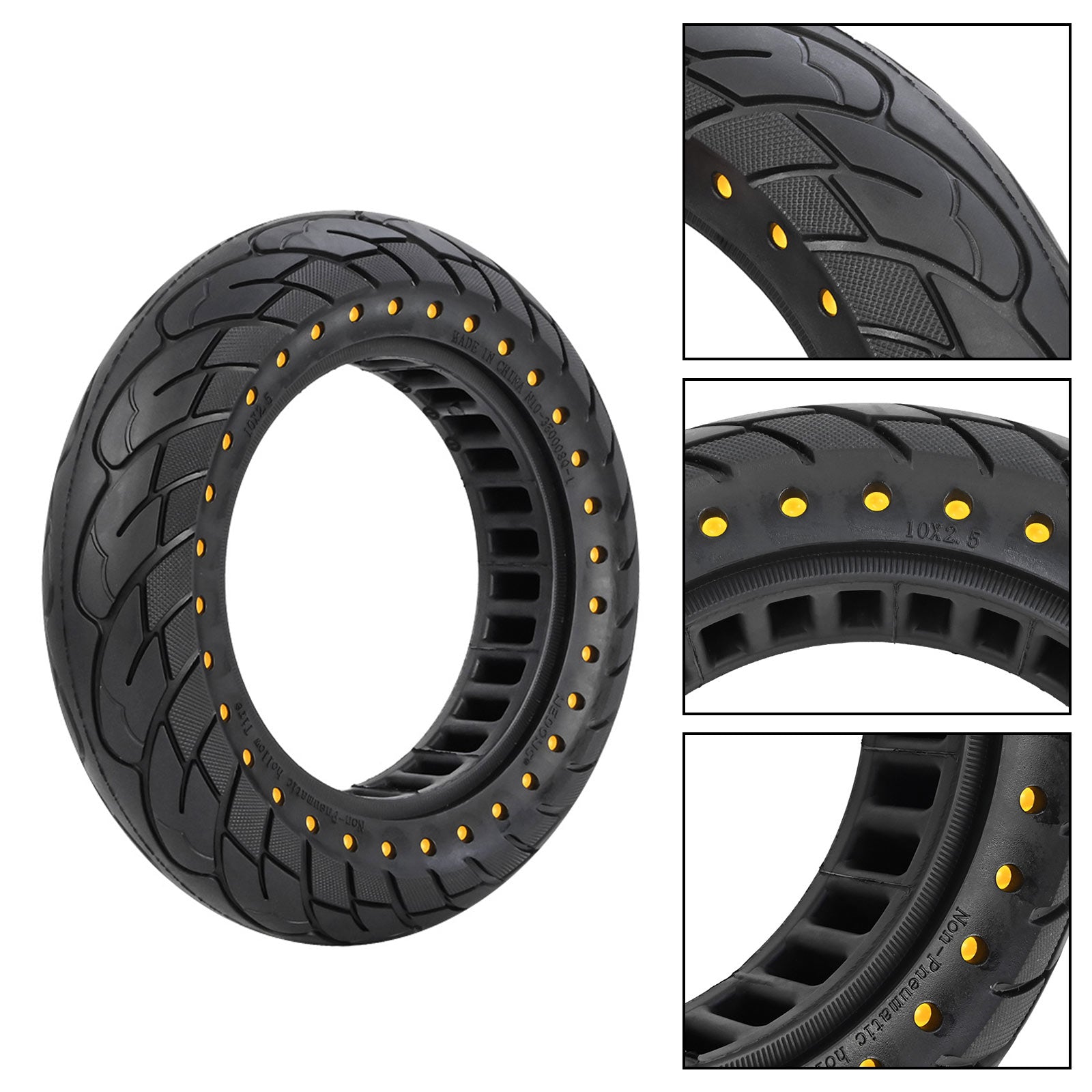 10x2.5 Rubber Solid Tire 60/70-6.5 for KUGOO M4 Honeycomb Tyre Replace