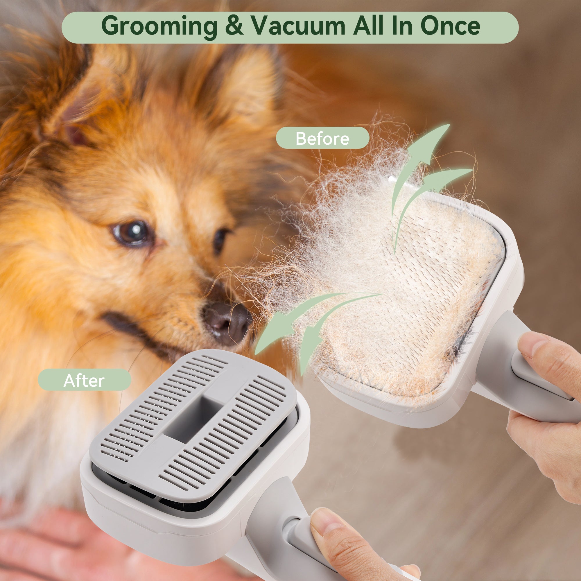 1.5L Grooming Tools for Dogs Cats Pets 5 In 1 Pet Grooming Kit Vacuum Suction Professional Pet Hair Clipper Dog Vacuum Brush for Shedding Grooming