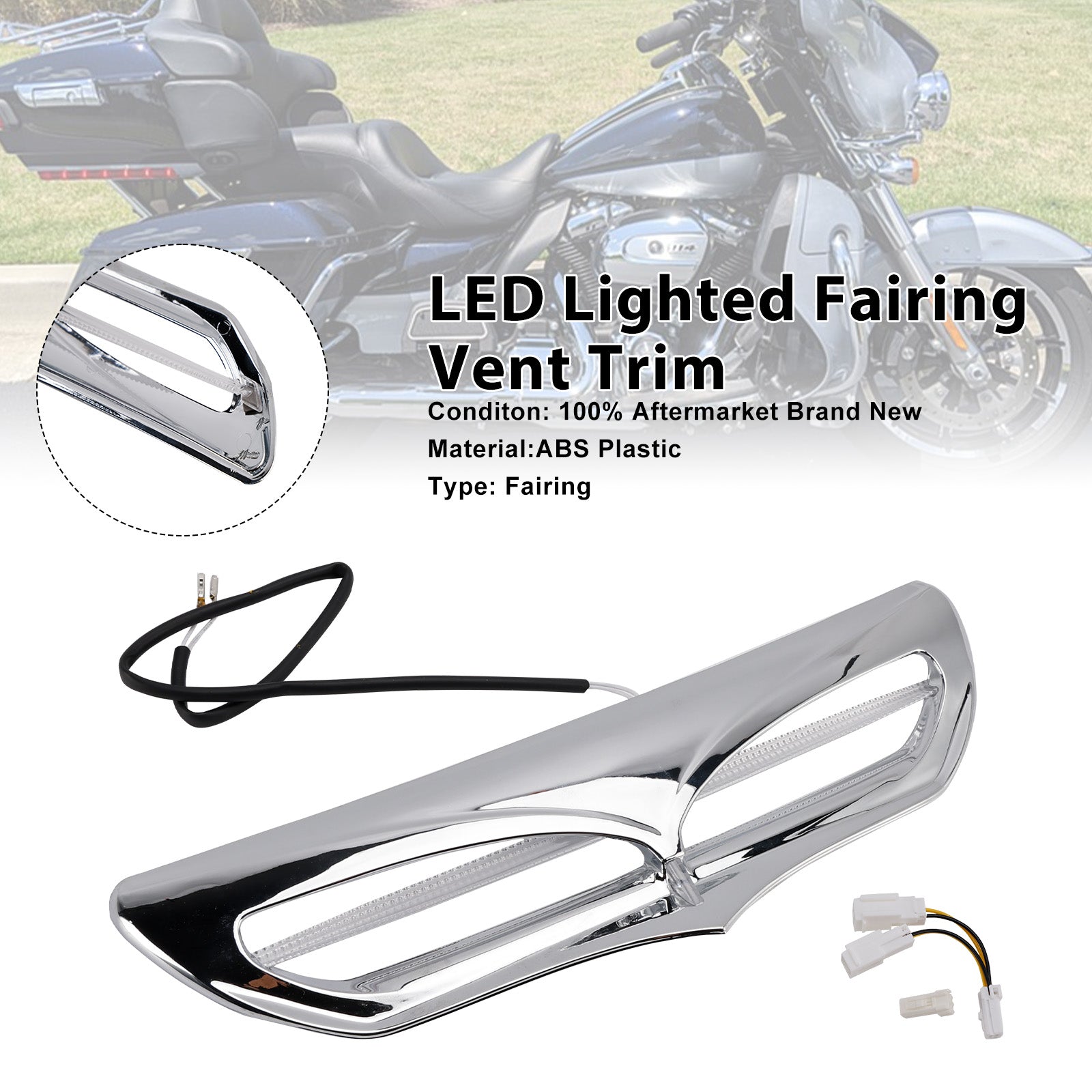 LED Lighted Fairing Vent Trim For Electra Street Glide FLHTCU 2014-2022