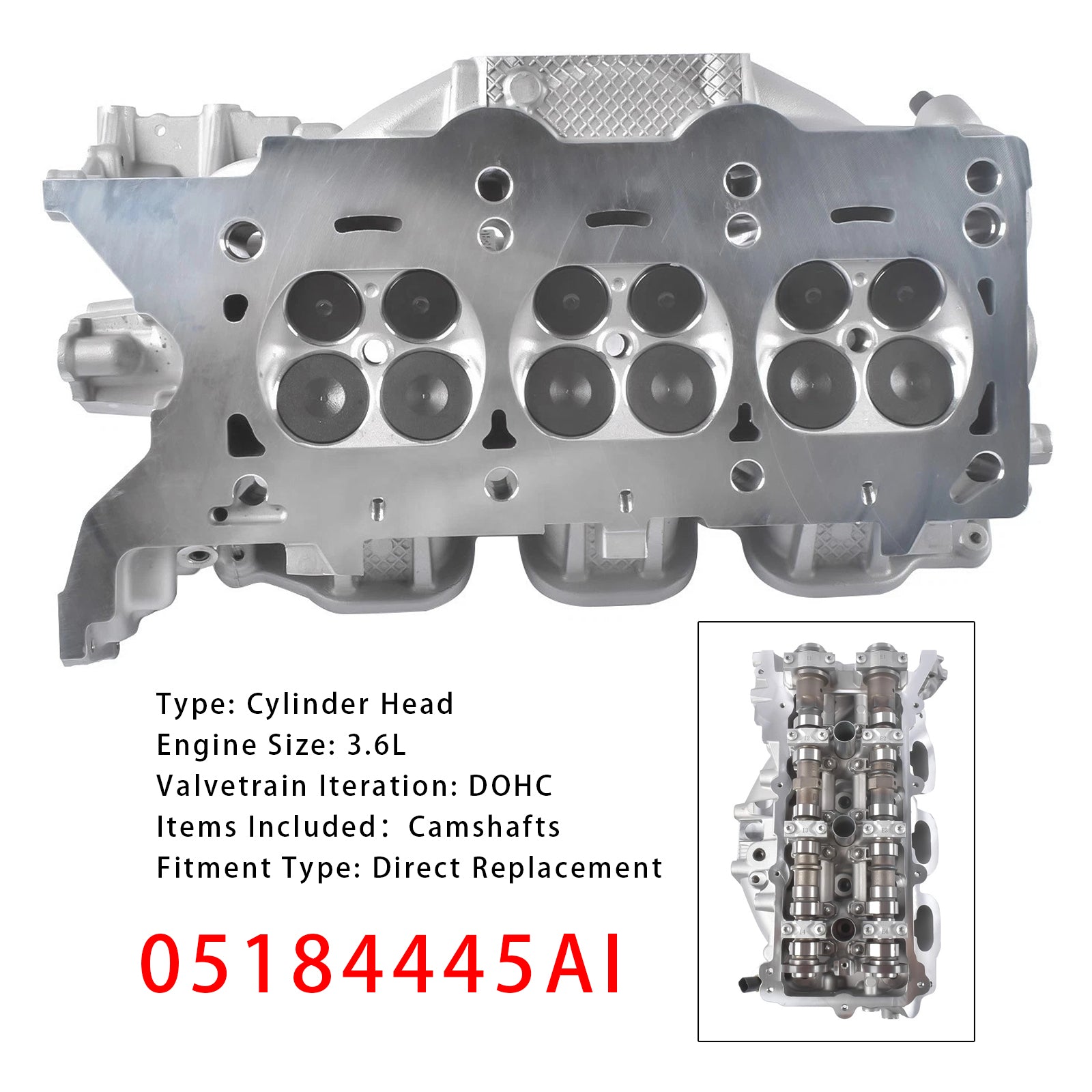 2012-2013 Jeep Wrangler 3.6L Brand New Left Side Cylinder Head 05184445AI 05184445AO