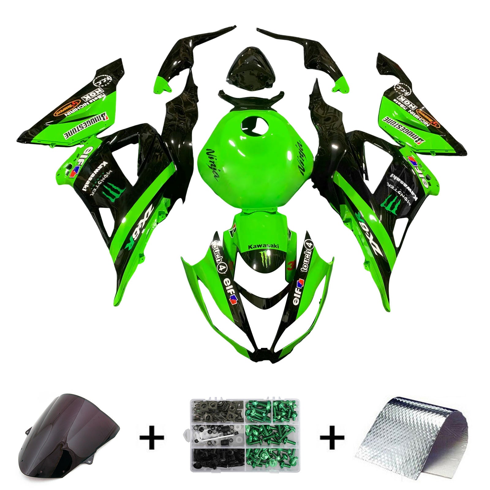 2013-2018 KAWASAKI ZX6R 636 Injektionsmässa Kit Bodywork Plastic ABS