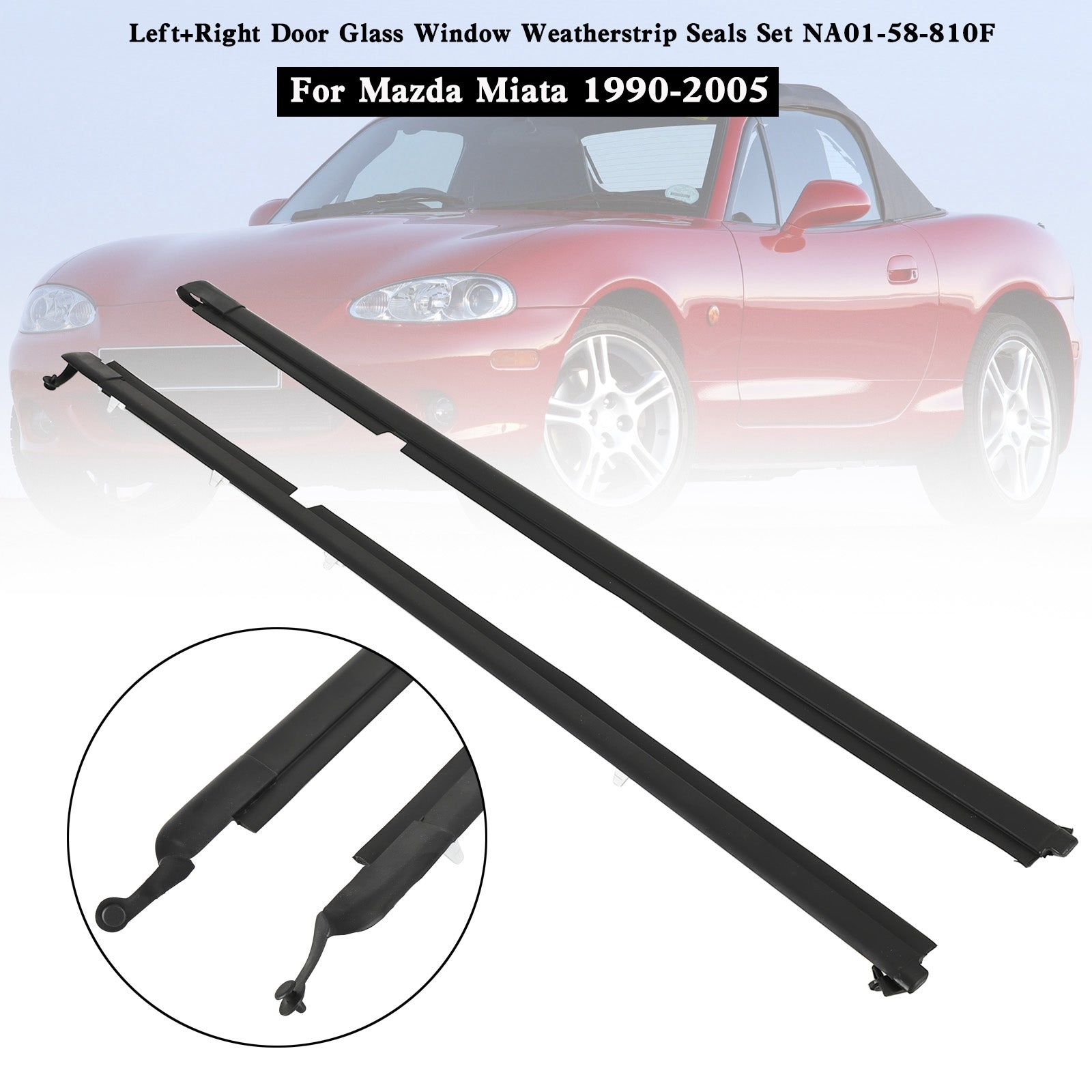1990-2005 Mazda Miata Deurglas Raam Afdichtingsstrips Set L+R NA01-58-810F