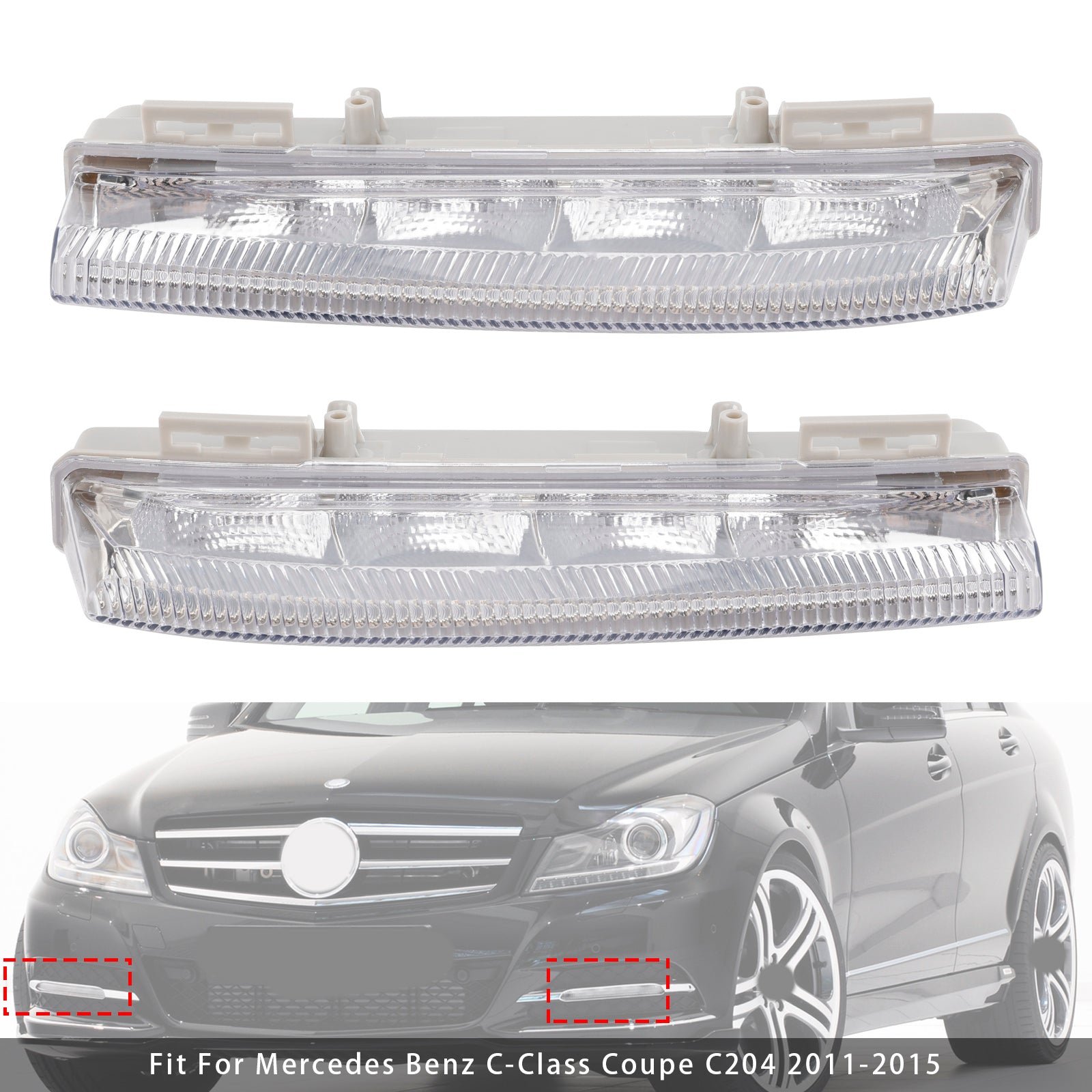 Paar LED-dagrijverlichting met mistlampen voor Mercedes-Benz W204 S204 W212 2007-2014