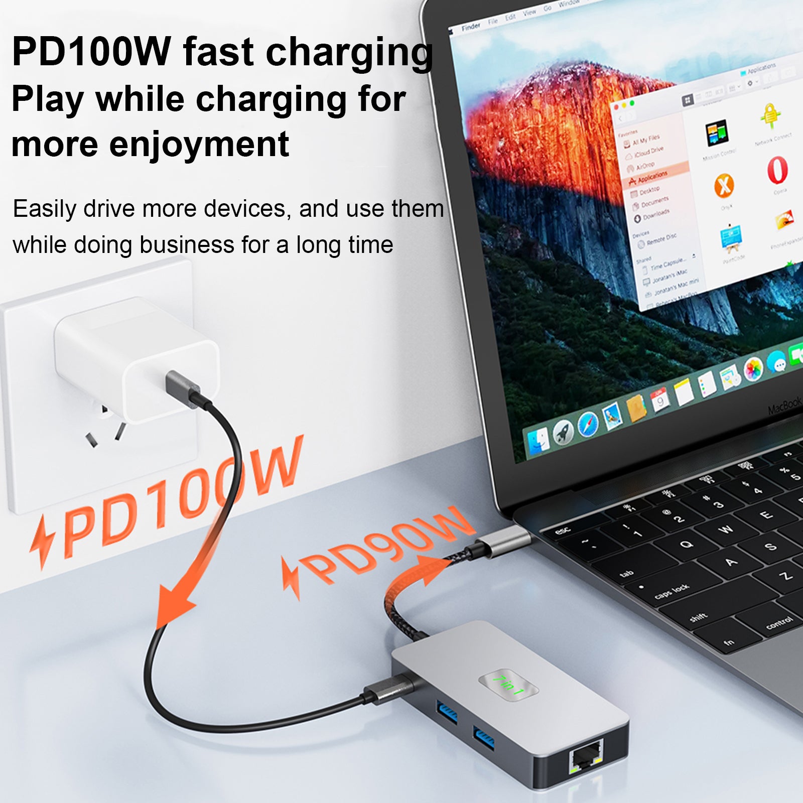 7 en 1 TYPE-CtoRJ45 2.5G 10G USB3.2 HDMI PD100W SD TF Interfaz Hub Adaptador Dock