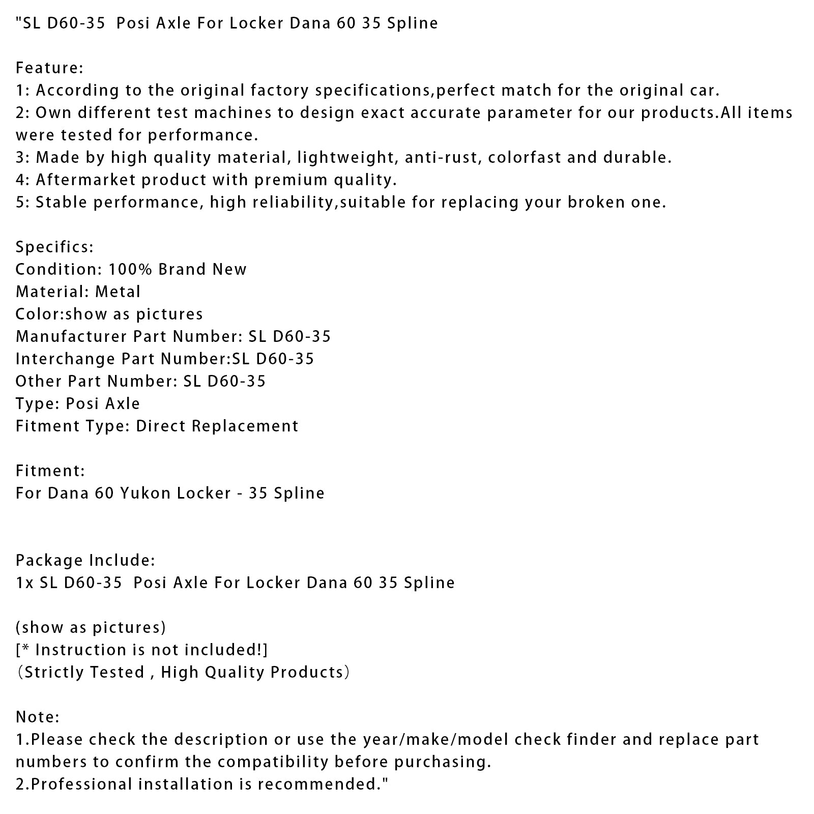 Locker Dana 60 35 Spline SL D60-35 POZI NÁKLA