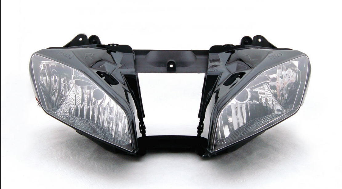 Conjunto de faros delanteros para motocicleta Yamaha R6 2008-2016, transparente, genérico