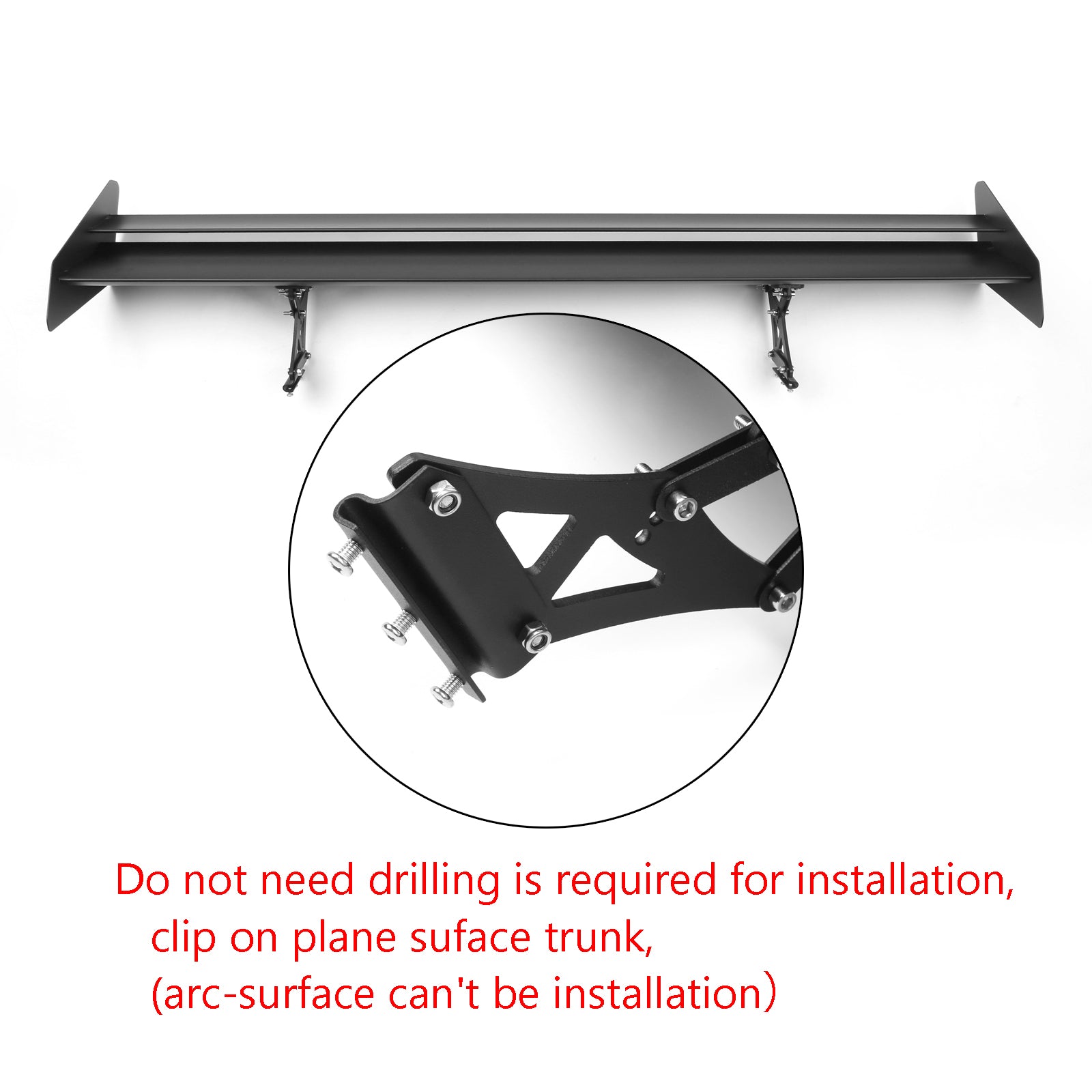 Universal aluminiumjusterbar dobbeltdekk GT bakstammeving spoiler svart