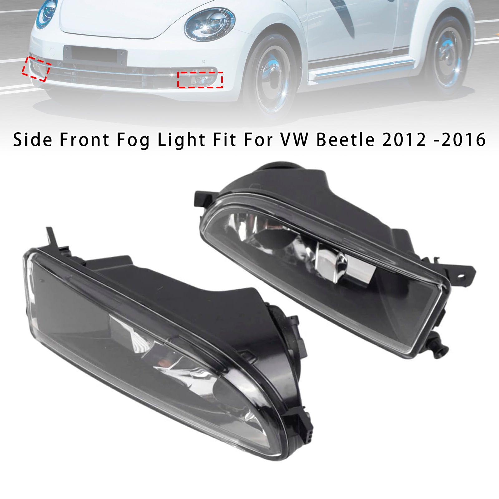 2012-2016 VW Beetle Pair Front Bumper Fog Lights With Bulbs 5C5941700A