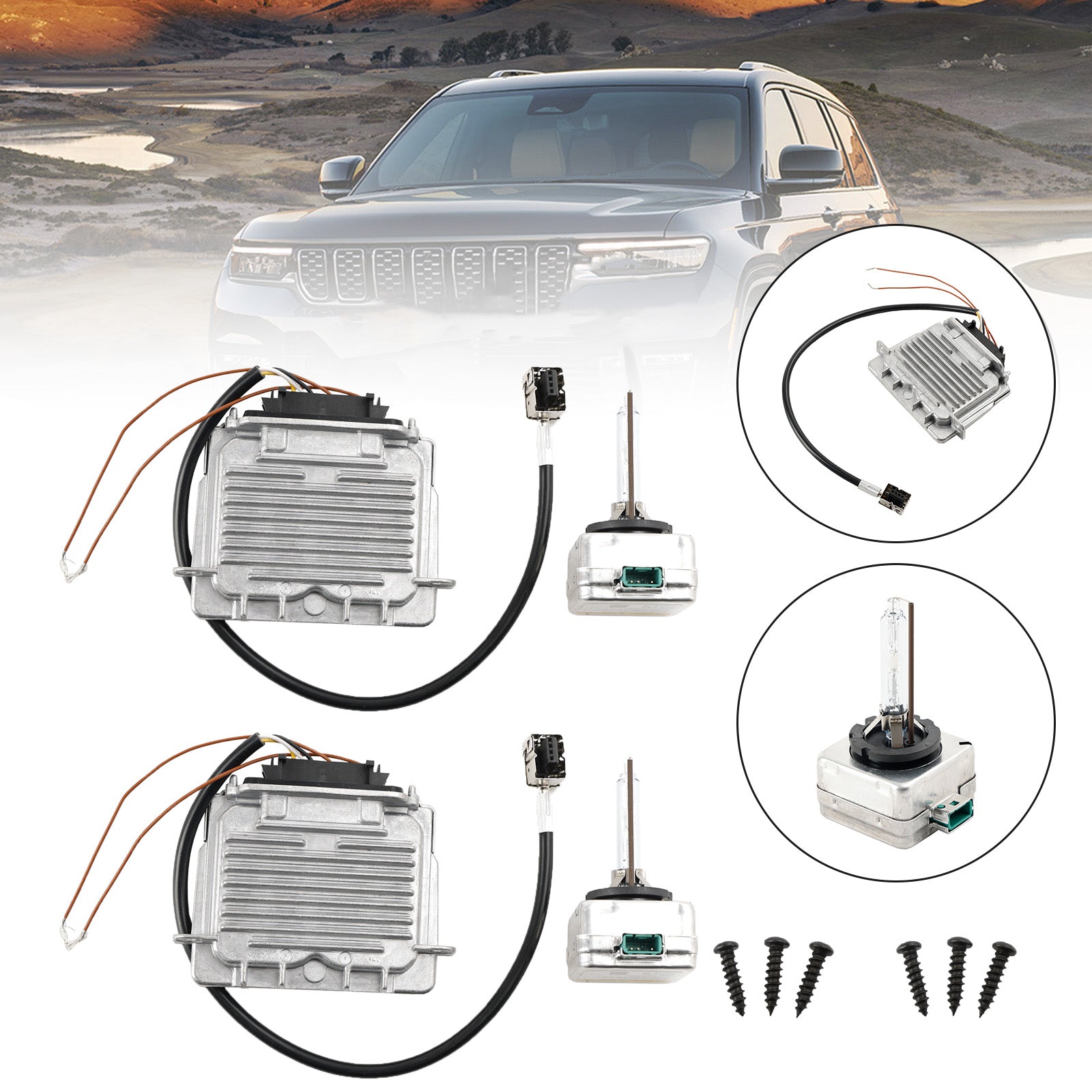 2x ballasts de phares & Unité de contrôle de fil d'ampoule D3S pour Grand Cherokee 2014-2020