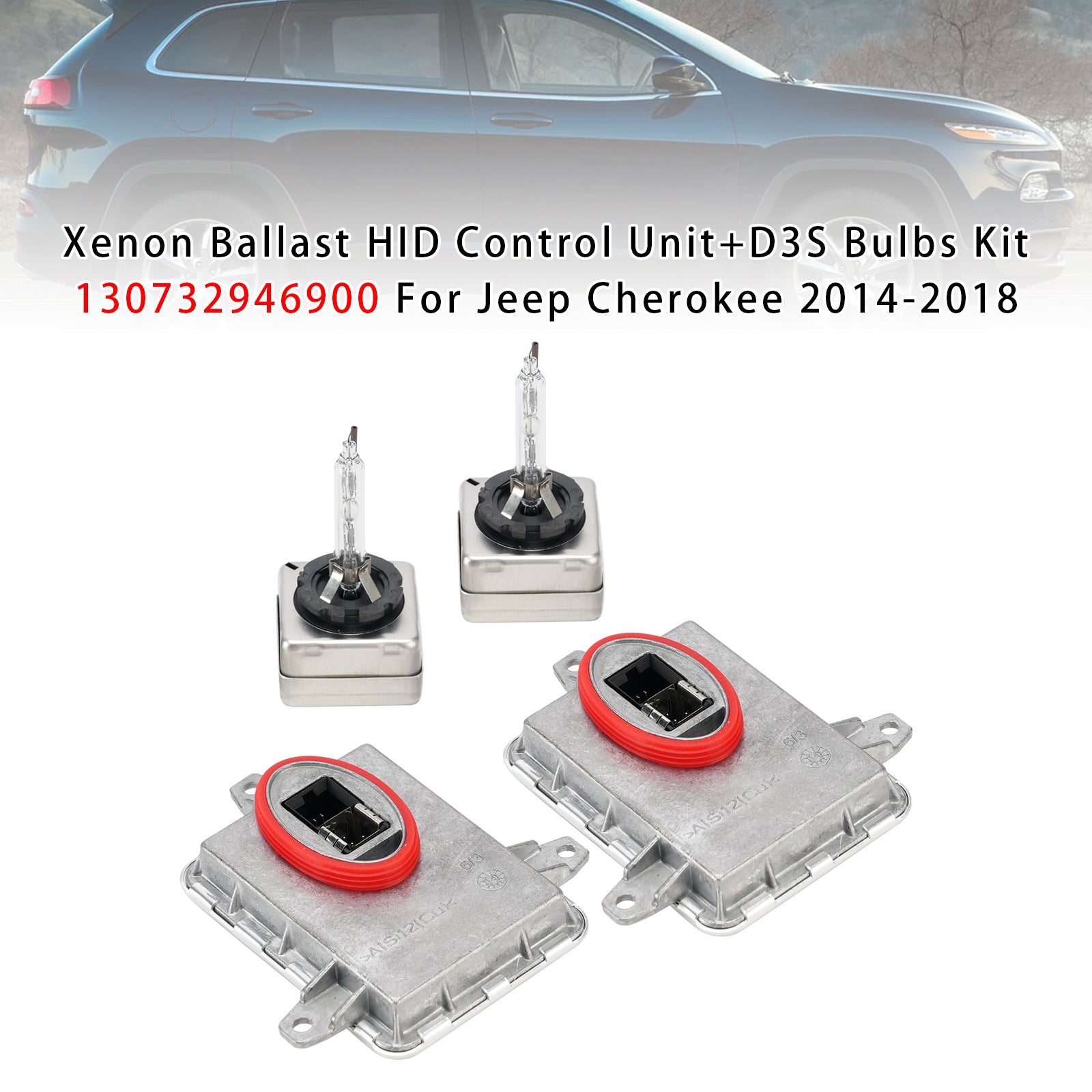 Xenon Ballast HID Control Unit+ D3S Bulbs Kit For Jeep Cherokee 2014-2018
