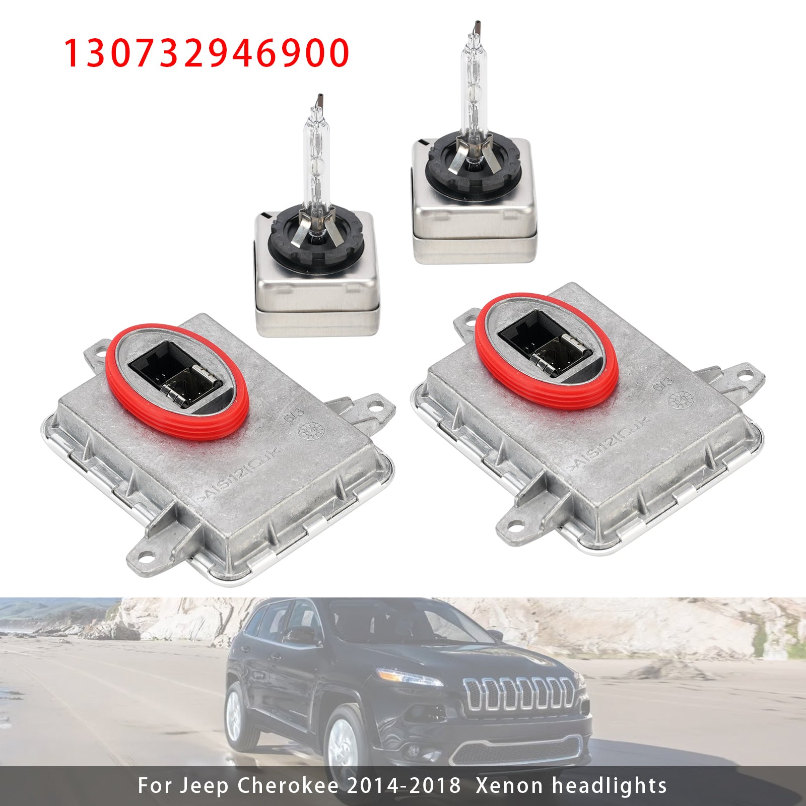 Xenon Ballast HID Control Unit+ D3S Bulbs Kit For Jeep Cherokee 2014-2018