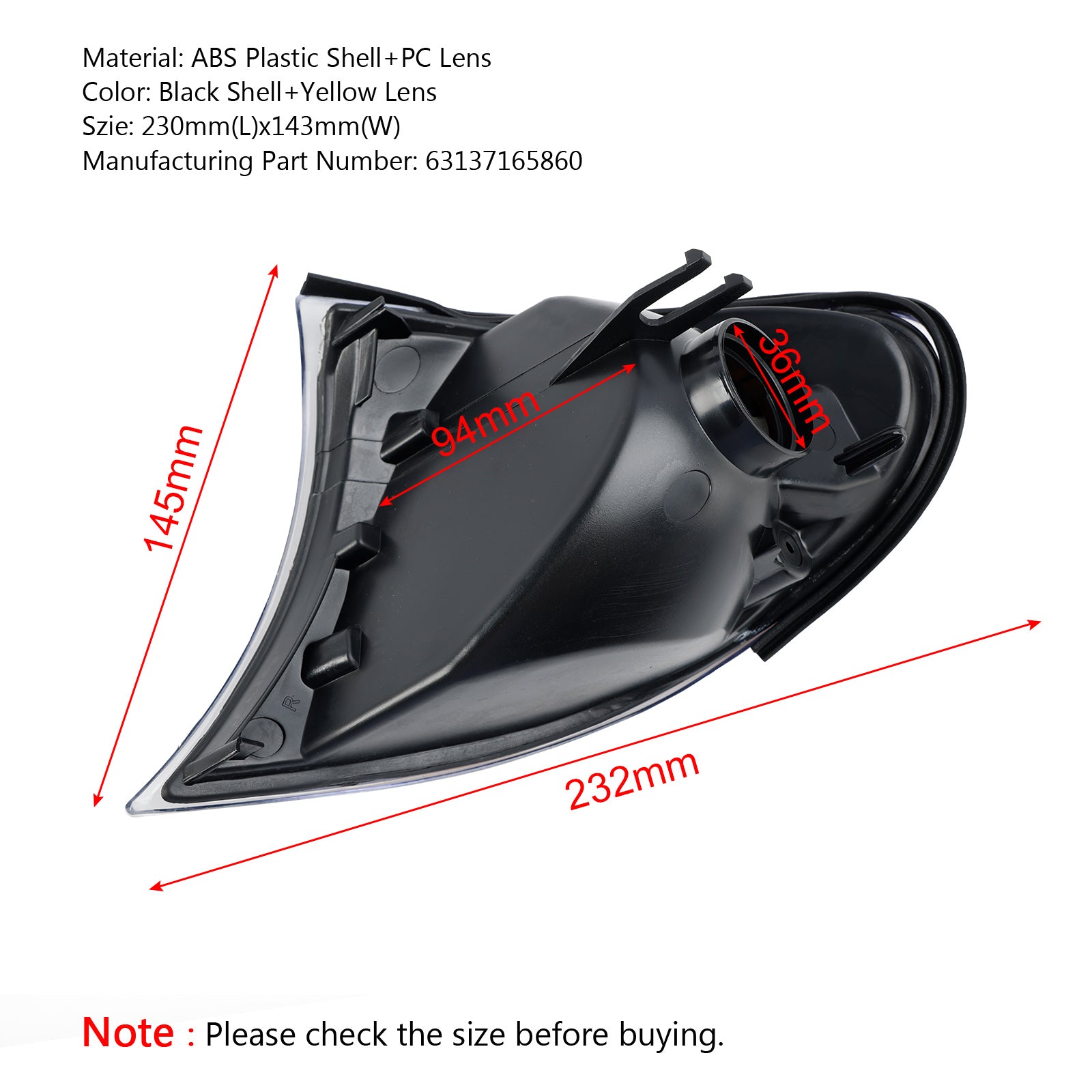 Predný indikátor Turn Signál Žltý rohový svetlá pre BMW 3 Series E46 02-05 Generic