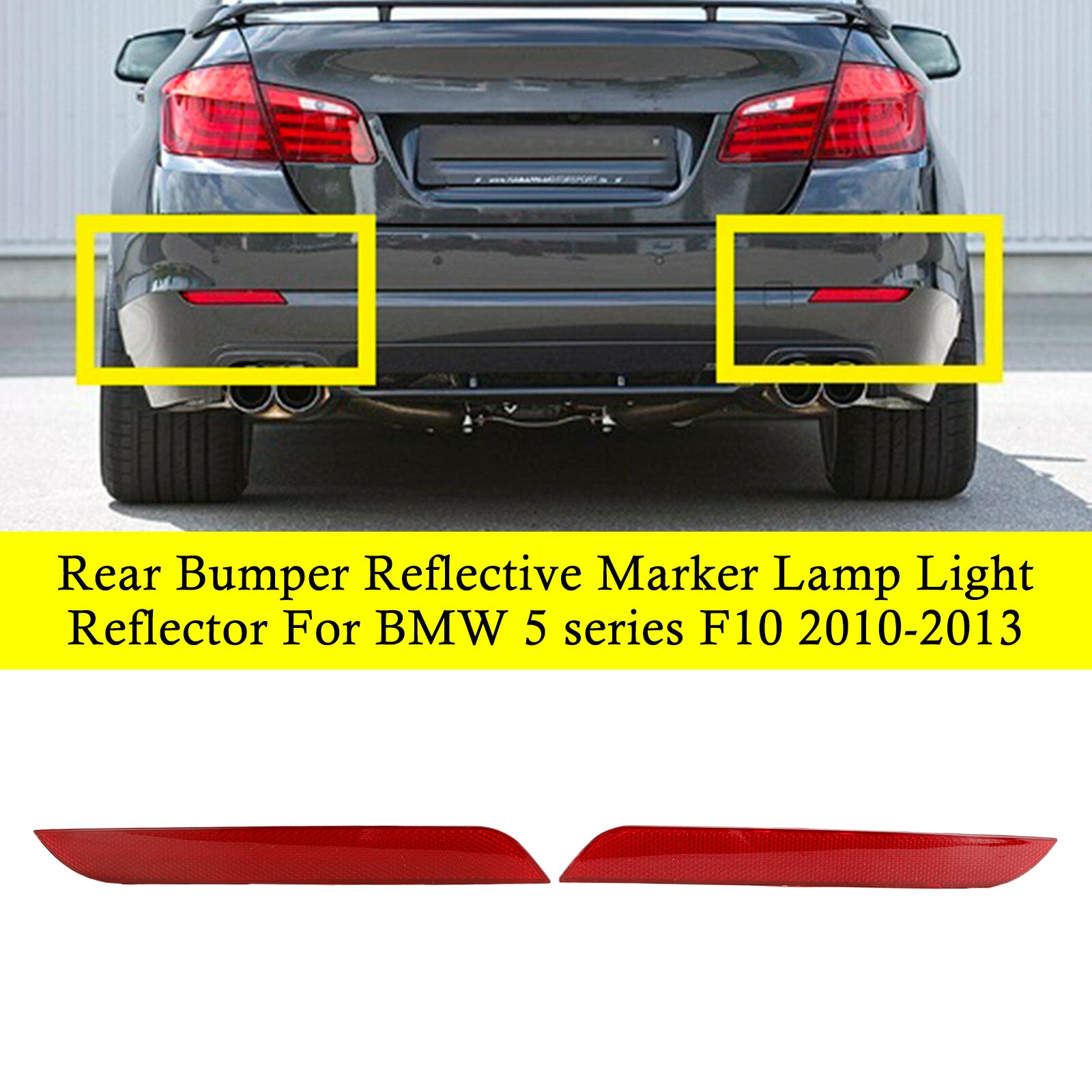 2010-2013 BMW 5-Series F10 F18 Tail Fog Lamps Light Rear Bumper Reflector Pair 63147203237 63147203238 Generic