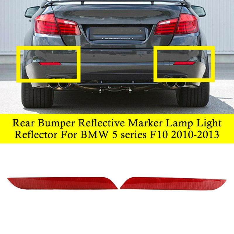 2011-2014 BMW 5-Series F10 F18 Tail Fog Lamps Light Rear Bumper Reflector Pair 63147203237 63147203238 Generic