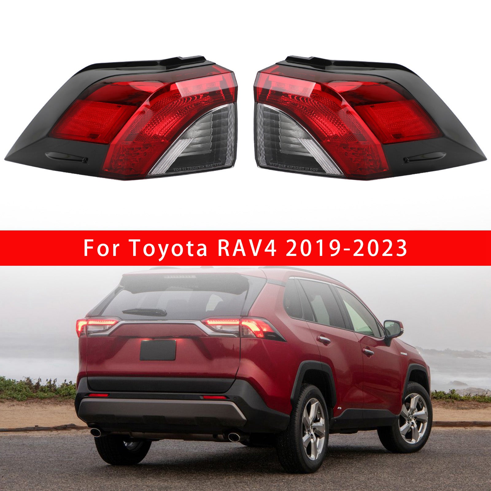 2019-2021 Toyota RAV4 Tail Light Rear Lamp Outer L+R Side 81560/81550-0R090 Generic