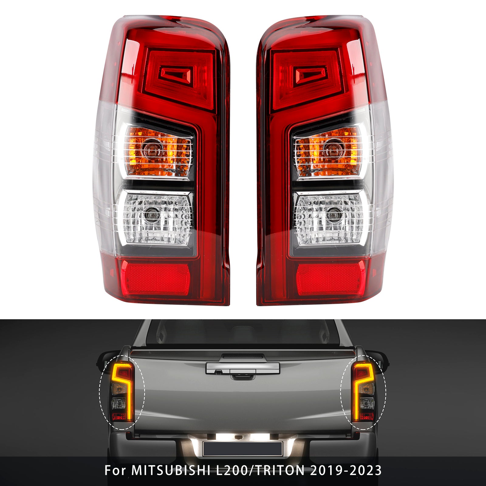 Mitsubishi Triton L200 2019-2023 Pair Rear Stop Brake Tail Light Lamp