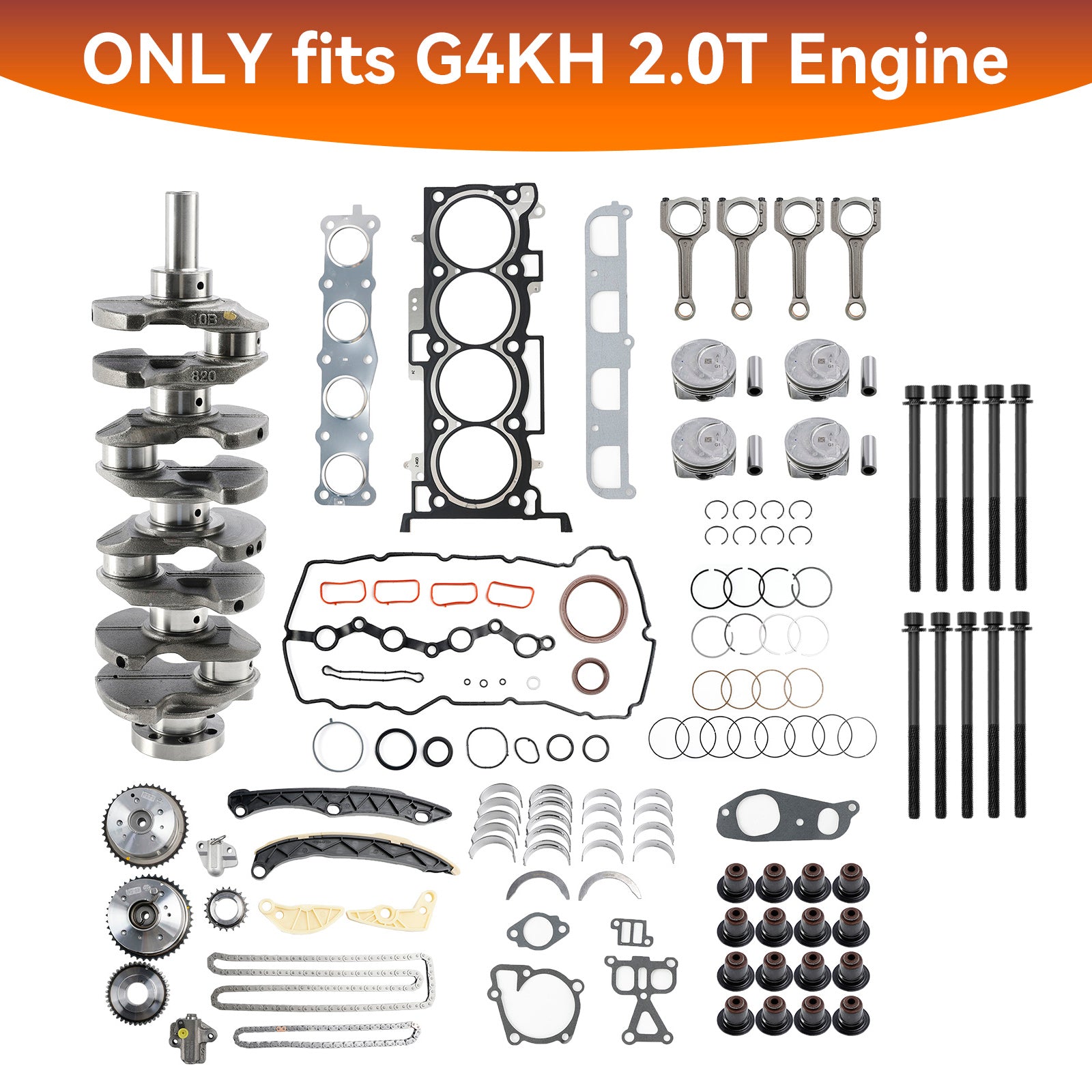 2015–2018 Hyundai Tucson (TL) G4KH 2.0T -motorns ombyggnadssats w/ vevaxel con stavar timing kit